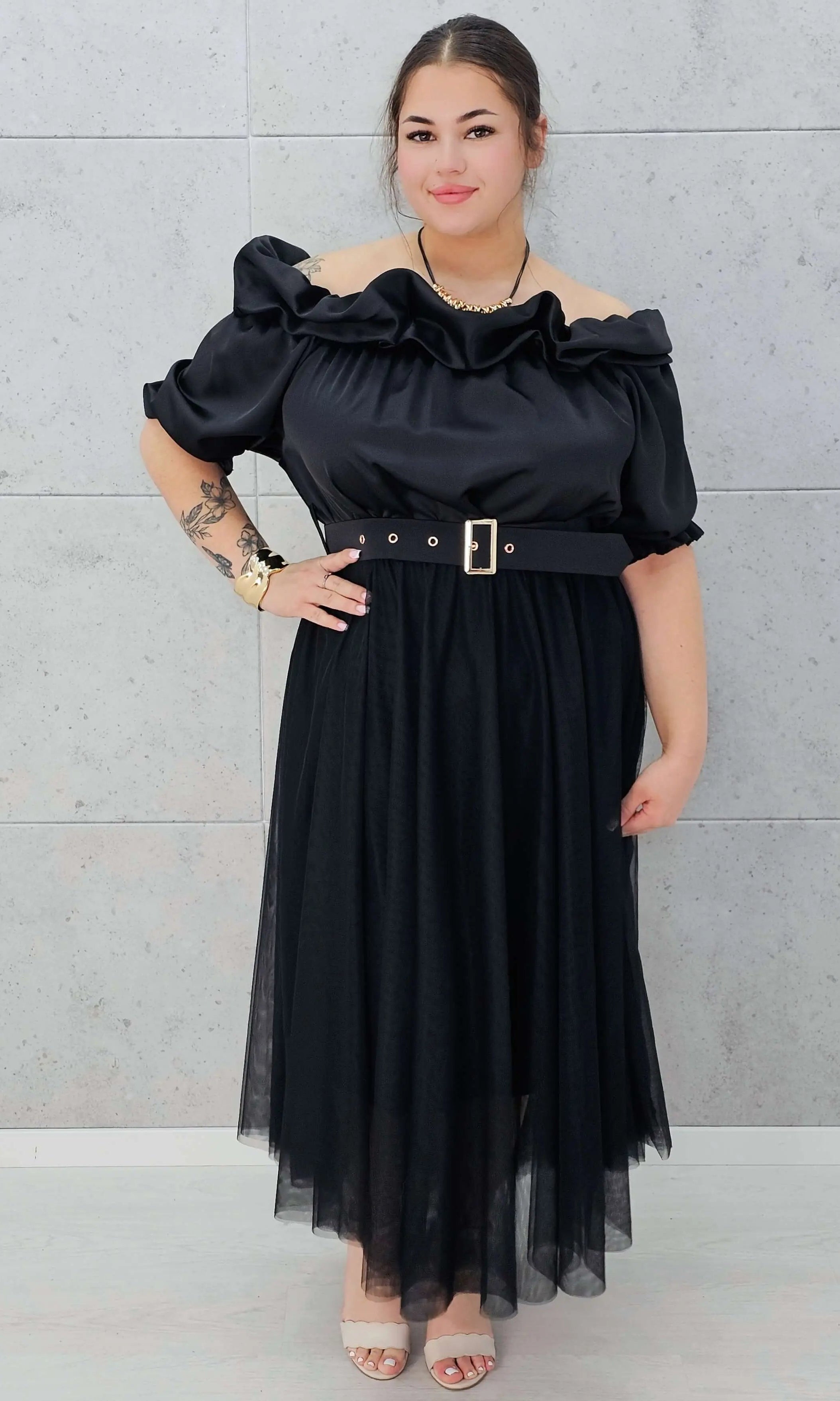 Zmysłowa sukienka hiszpanka z tiulowym dołem Stylowa XL