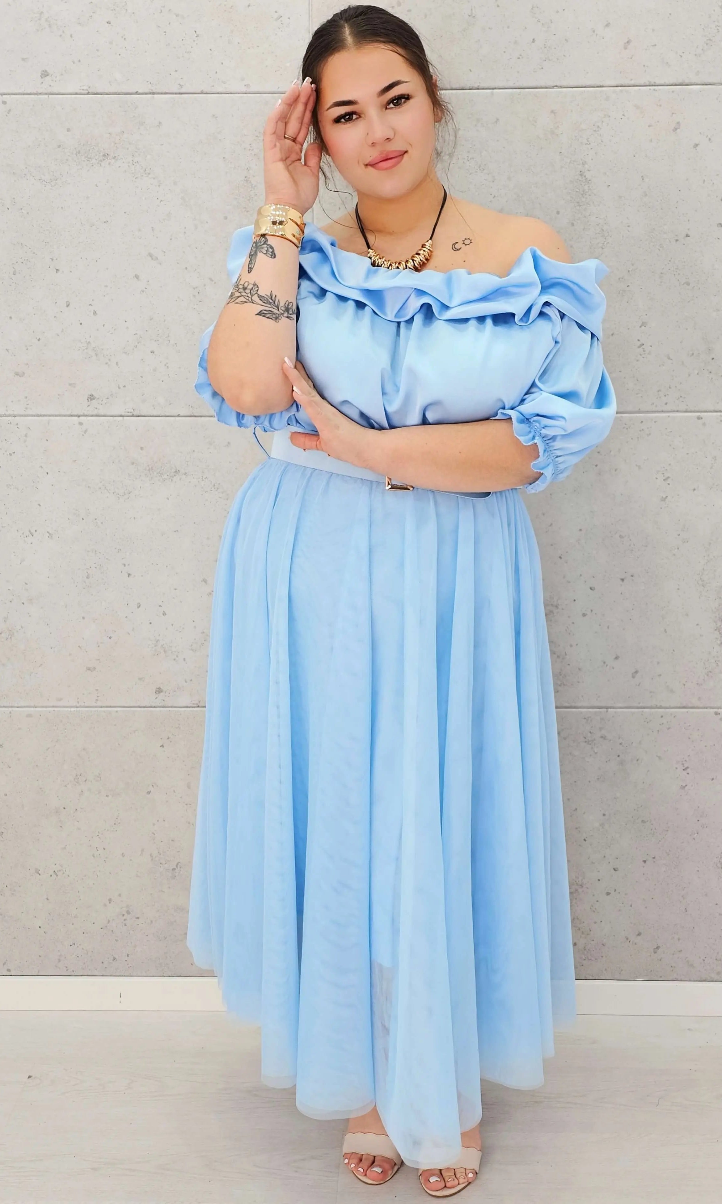 Zmysłowa sukienka hiszpanka z tiulowym dołem Stylowa XL