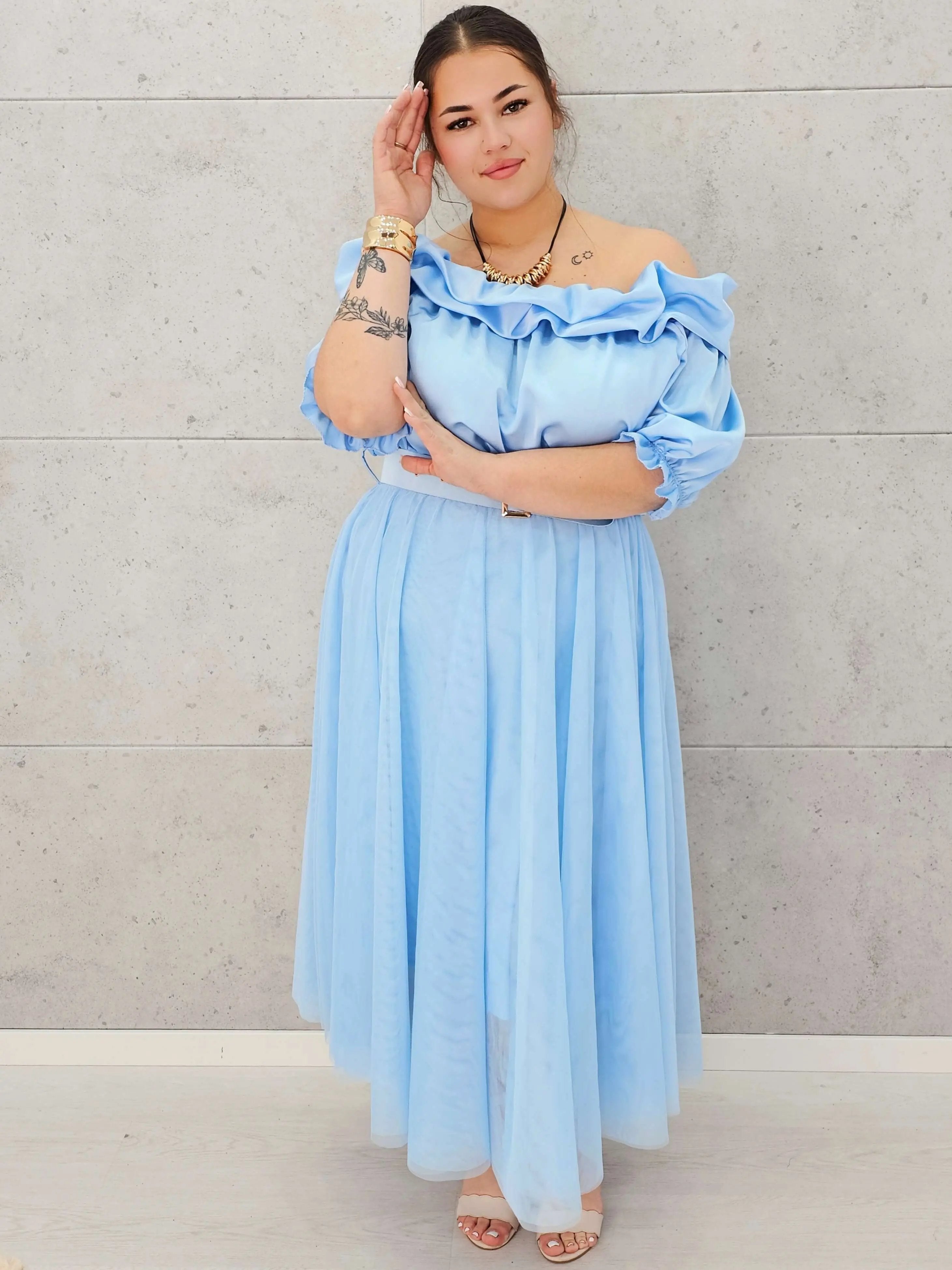 Zmysłowa sukienka hiszpanka z tiulowym dołem Stylowa XL