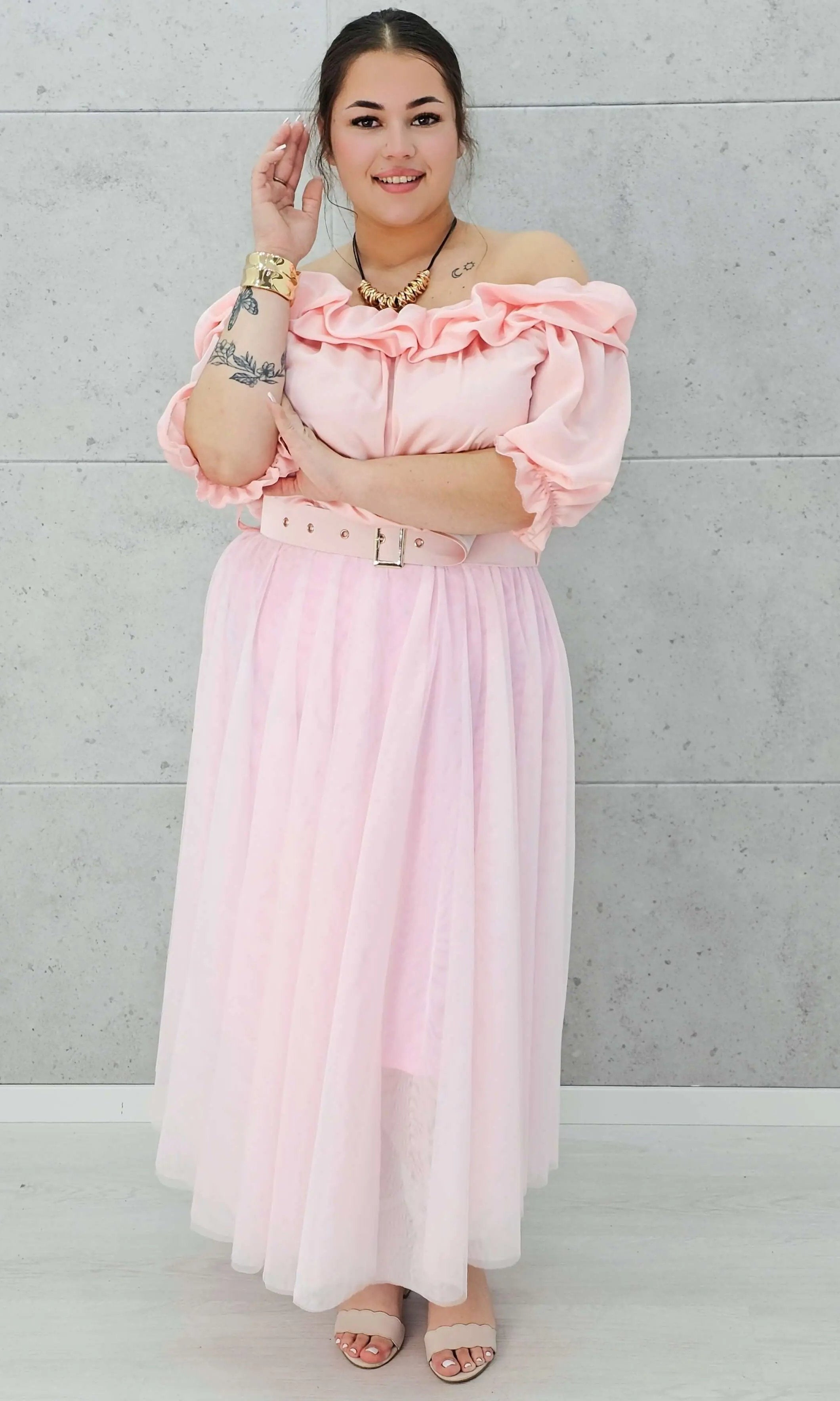 Zmysłowa sukienka hiszpanka z tiulowym dołem Stylowa XL