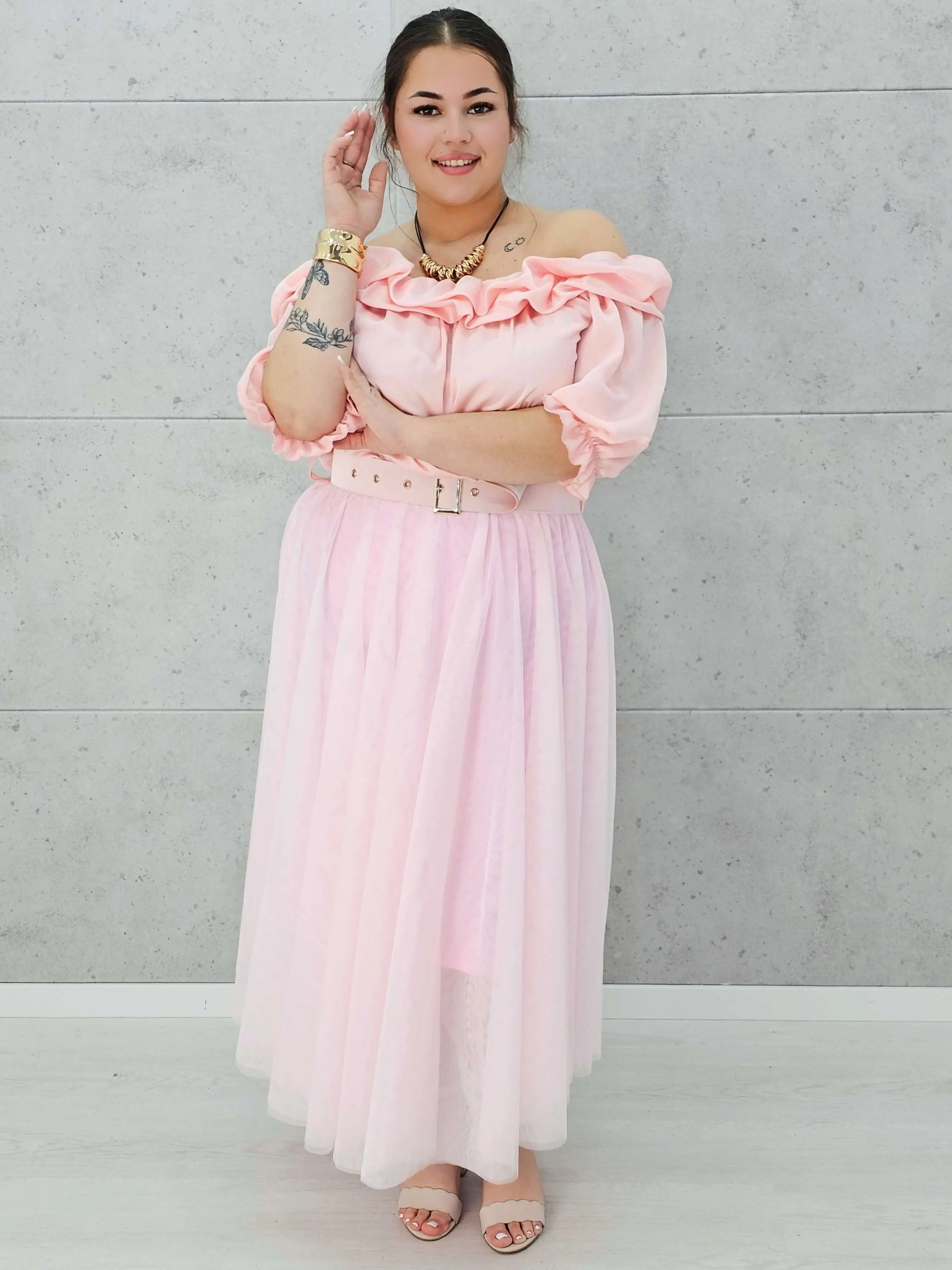 Zmysłowa sukienka hiszpanka z tiulowym dołem Stylowa XL