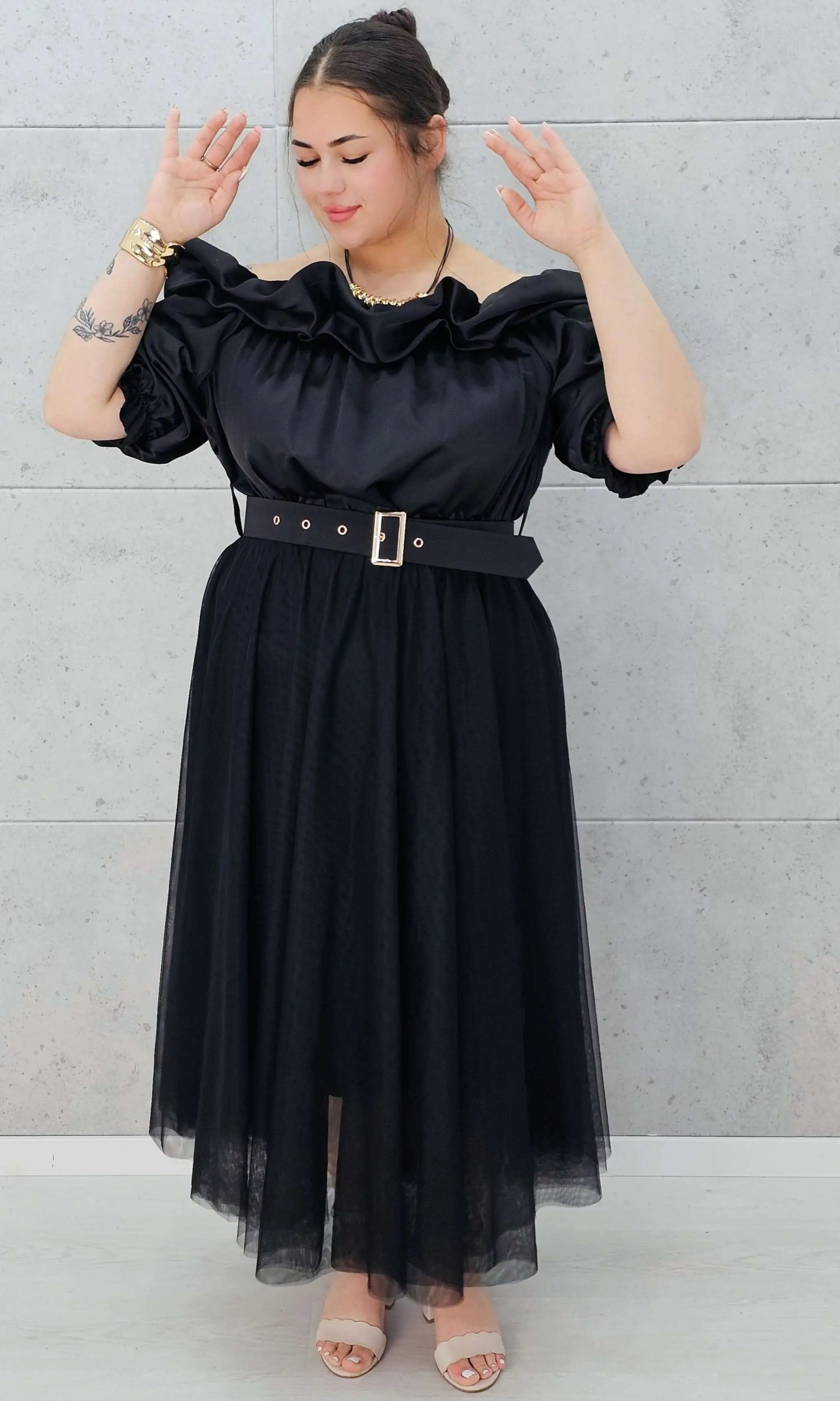 Zmysłowa sukienka hiszpanka z tiulowym dołem Stylowa XL