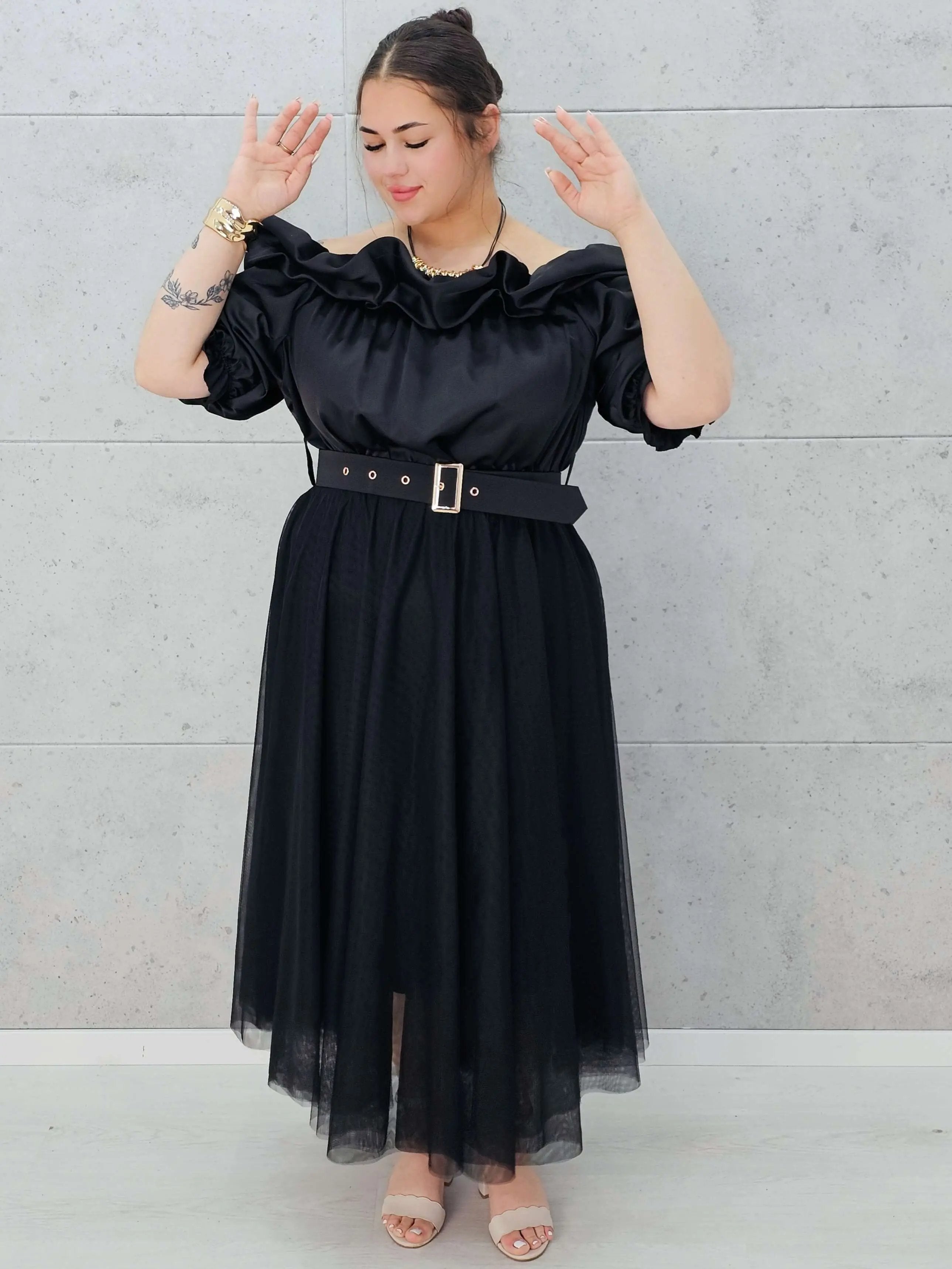 Zmysłowa sukienka hiszpanka z tiulowym dołem Stylowa XL