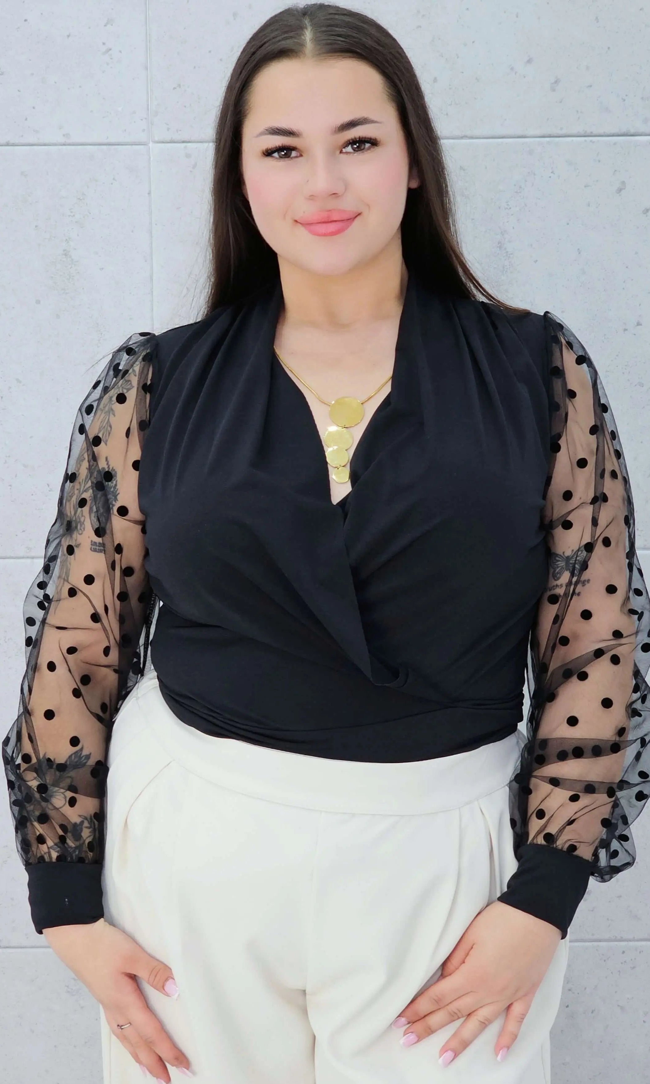 Zmysłowe Body z Transparentnymi Rękawami Stylowa XL