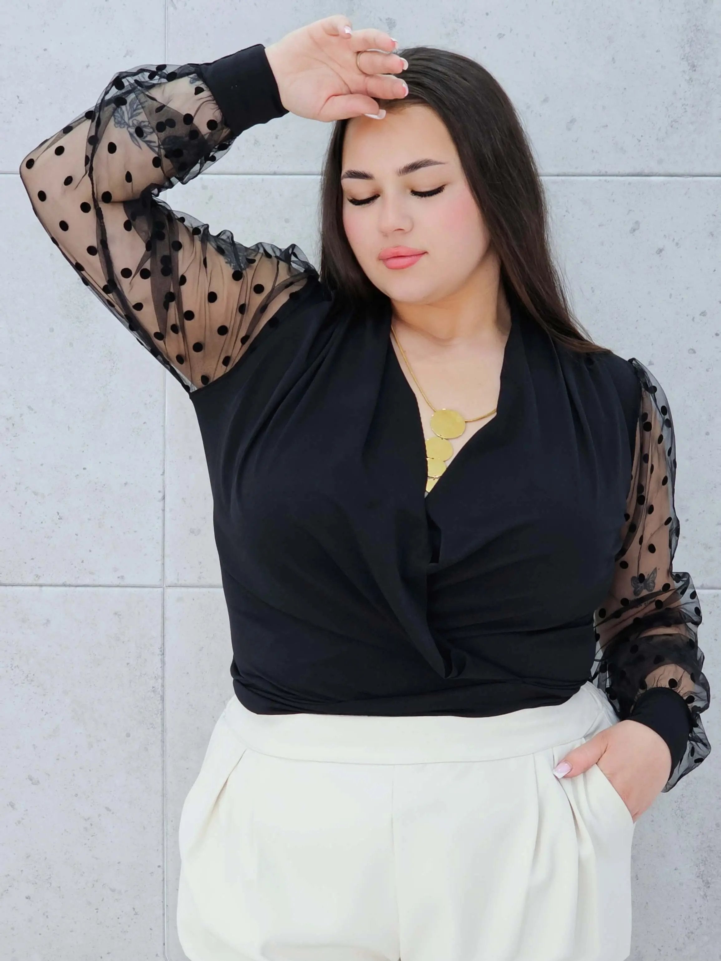 Zmysłowe Body z Transparentnymi Rękawami Stylowa XL