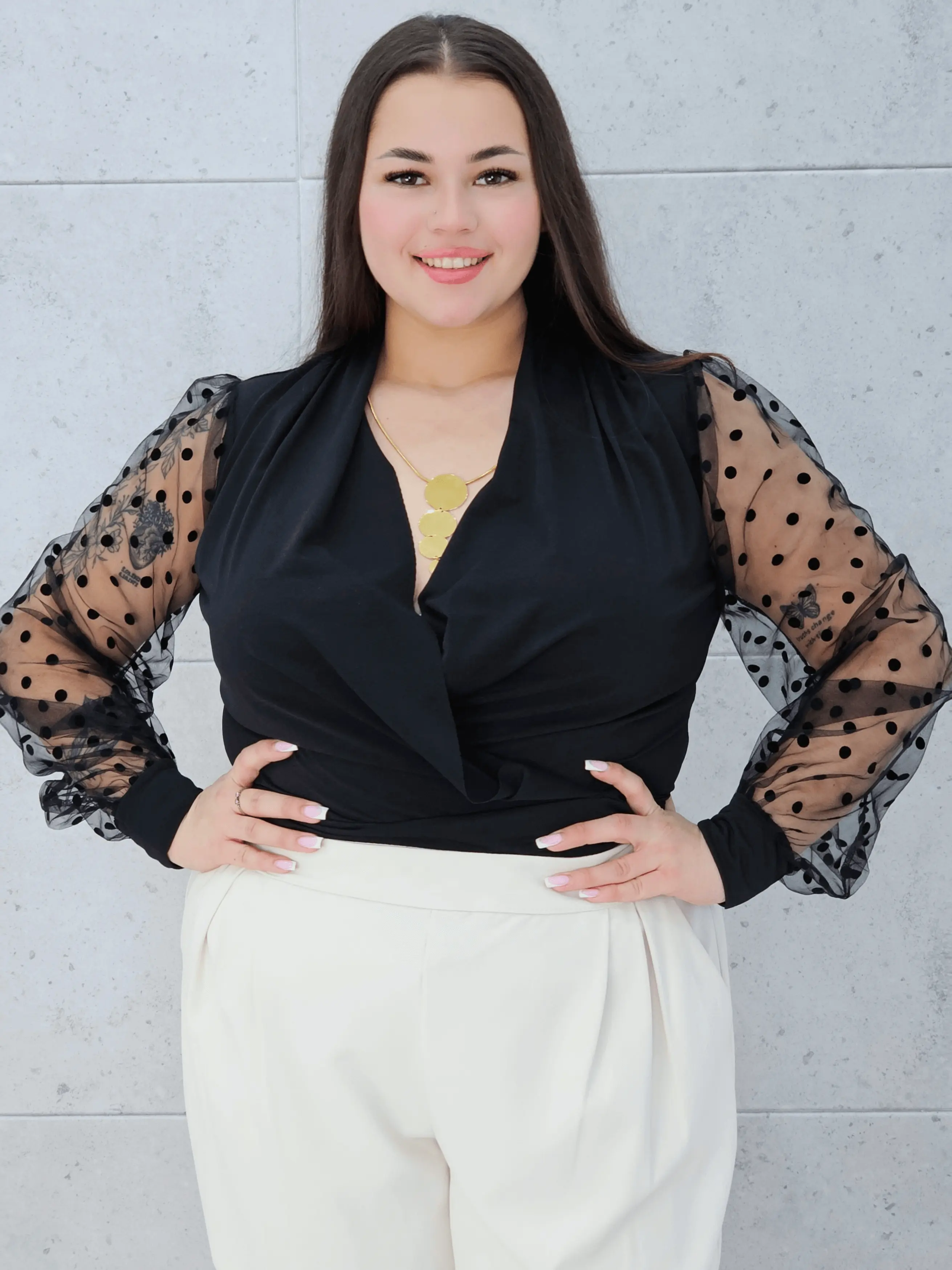 Zmysłowe Body z Transparentnymi Rękawami Stylowa XL