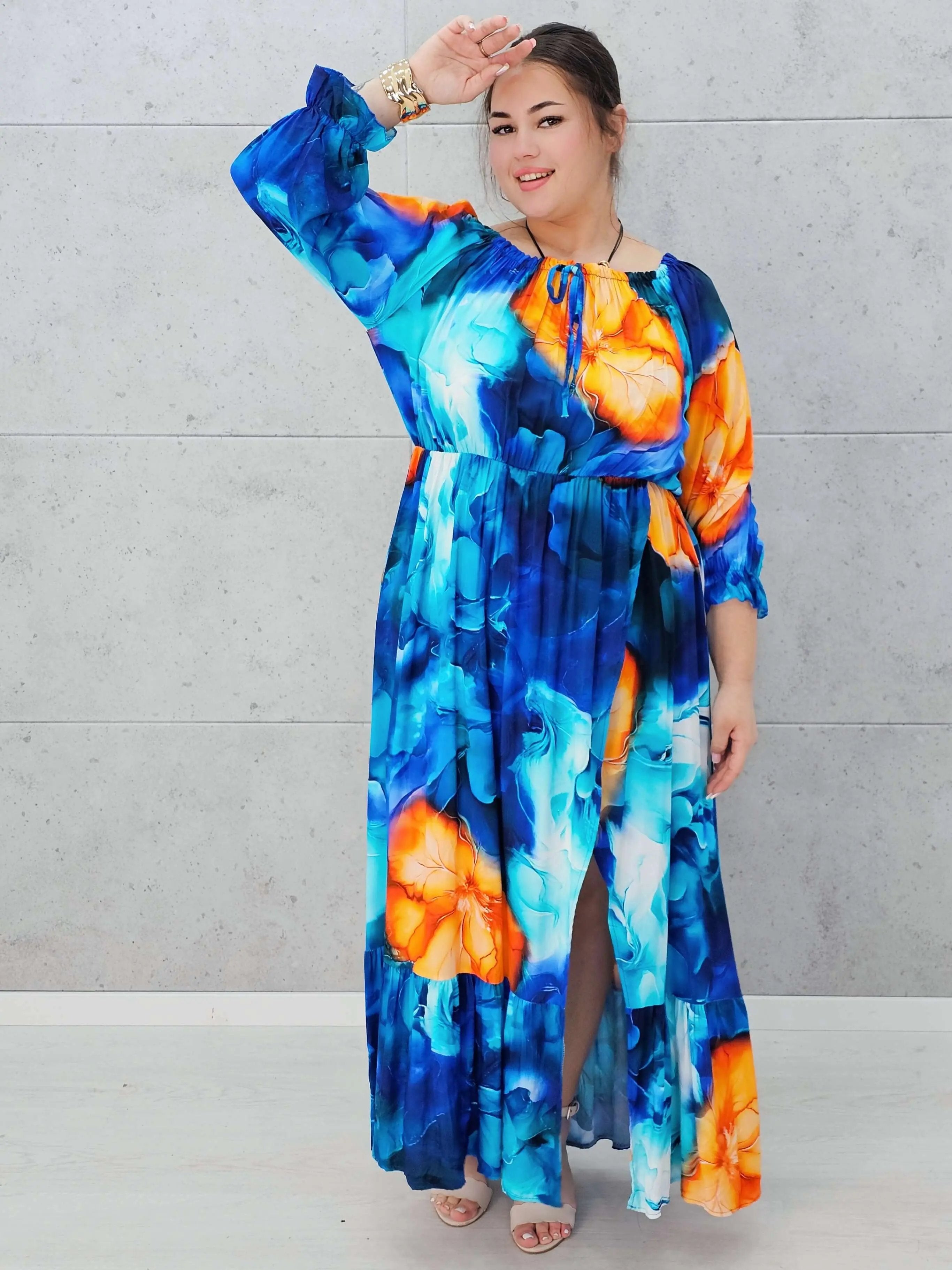 Zwiewna Sukienka Maxi z Kwiatowym Printem Stylowa XL