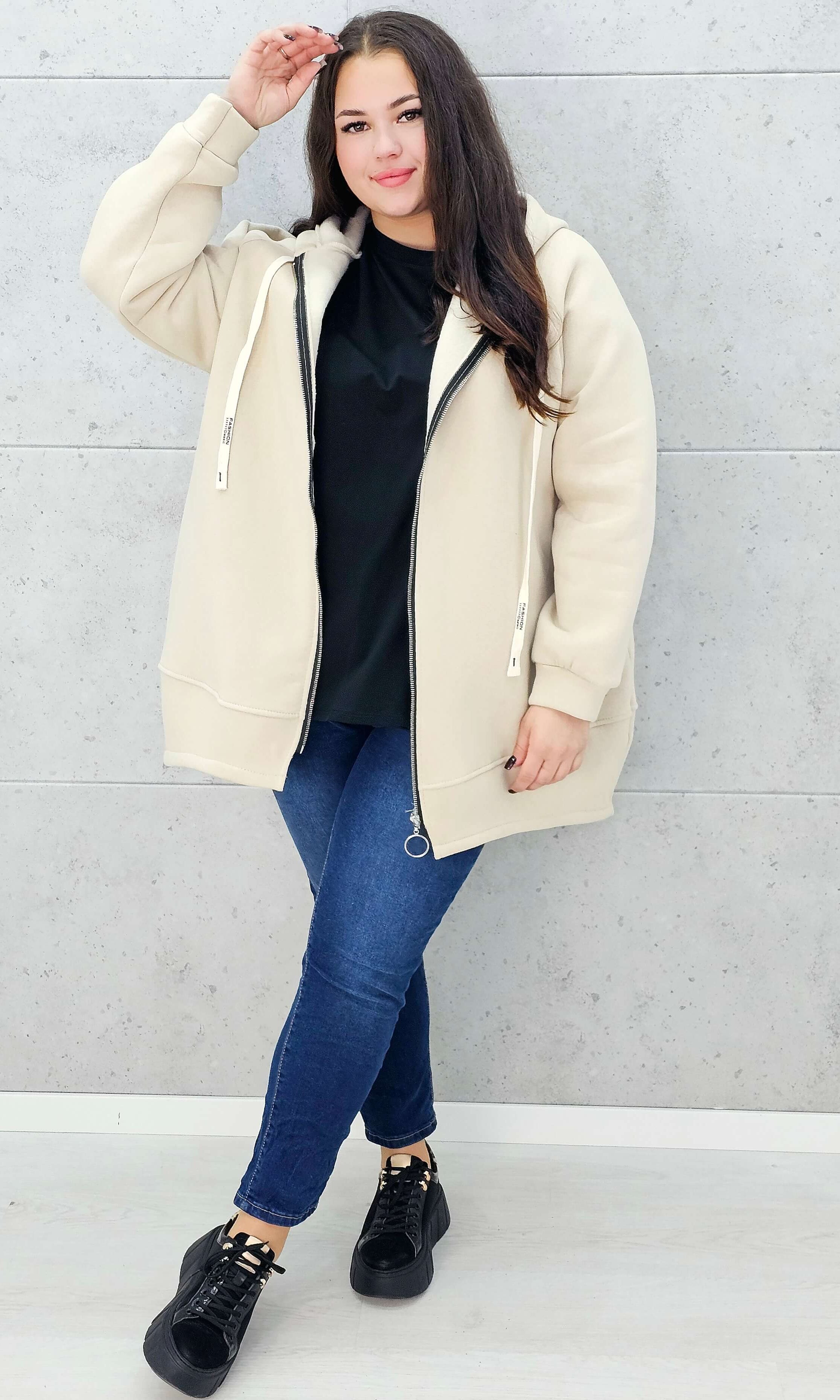 Bluza z kapturem na suwak plus size Stylowa XL