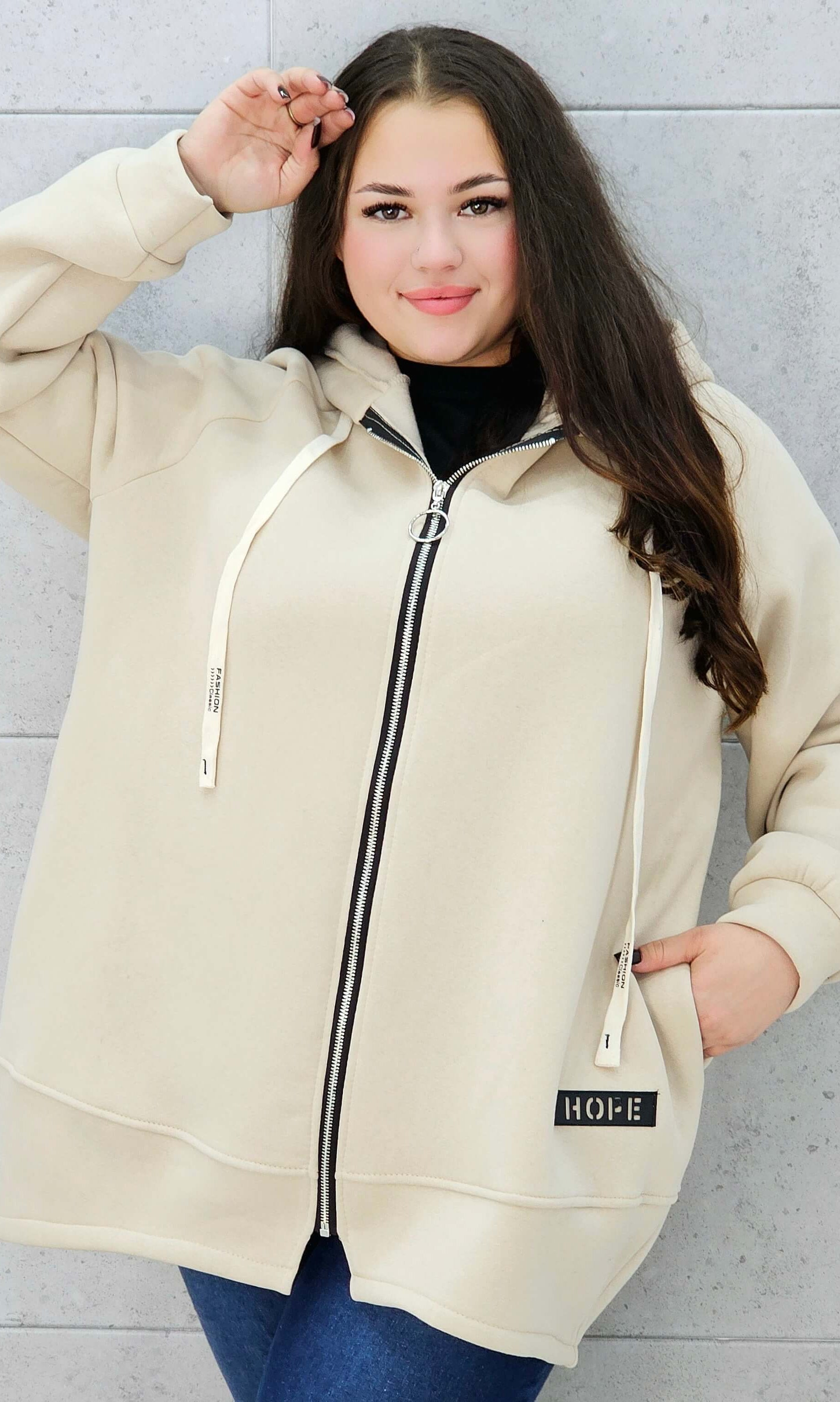 Bluza z kapturem na suwak plus size Stylowa XL