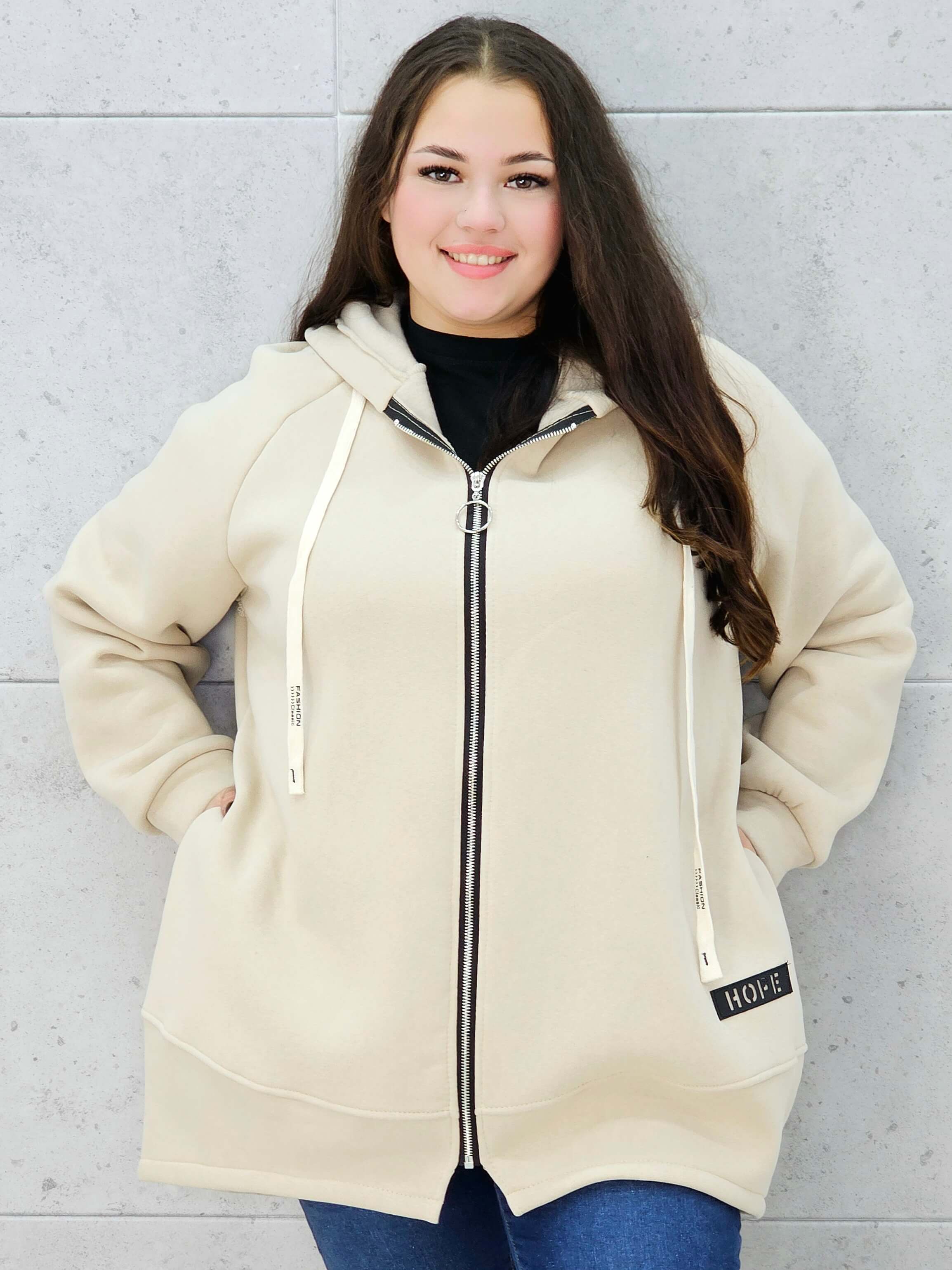 Bluza z kapturem na suwak plus size Stylowa XL