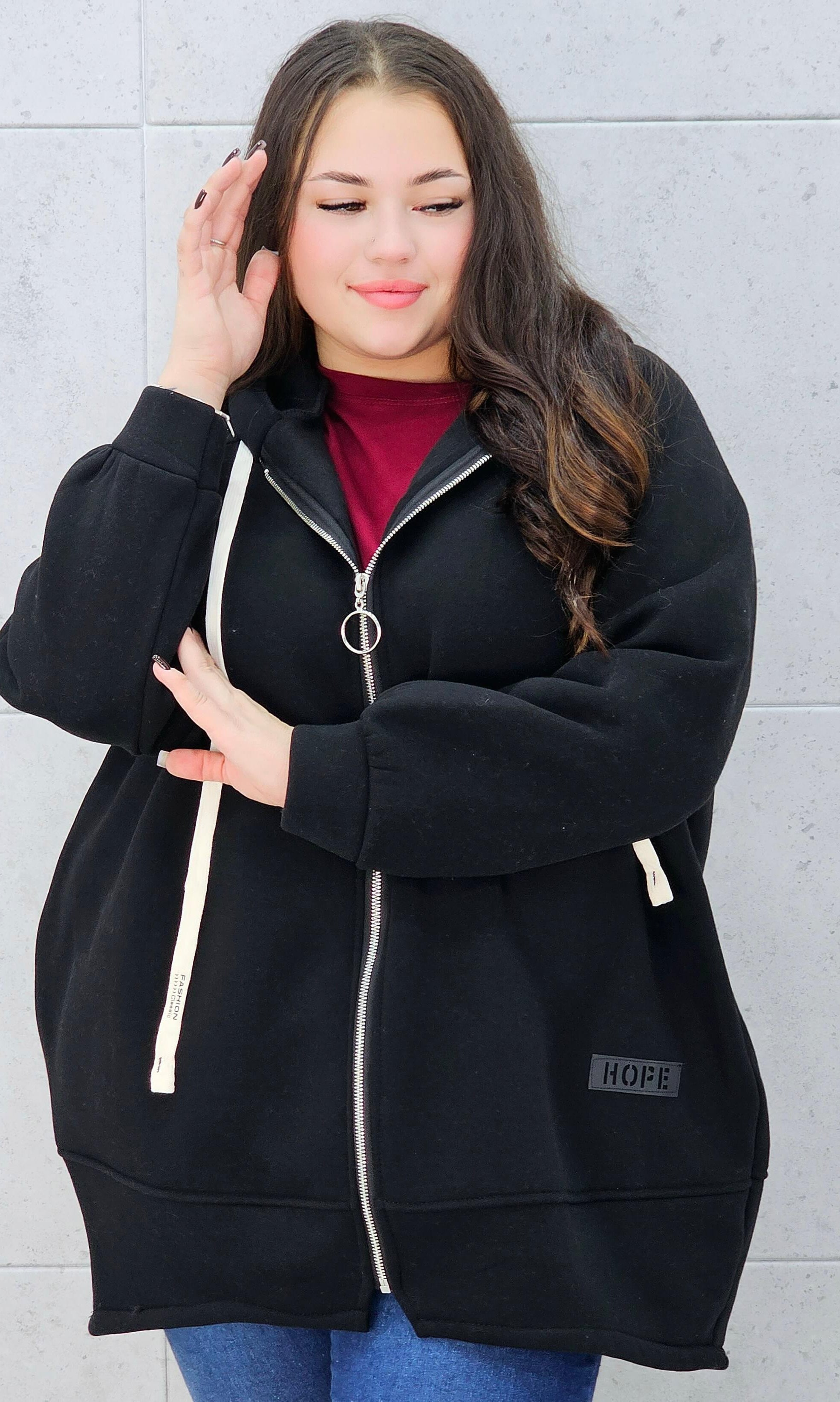 Bluza z kapturem na suwak plus size Stylowa XL