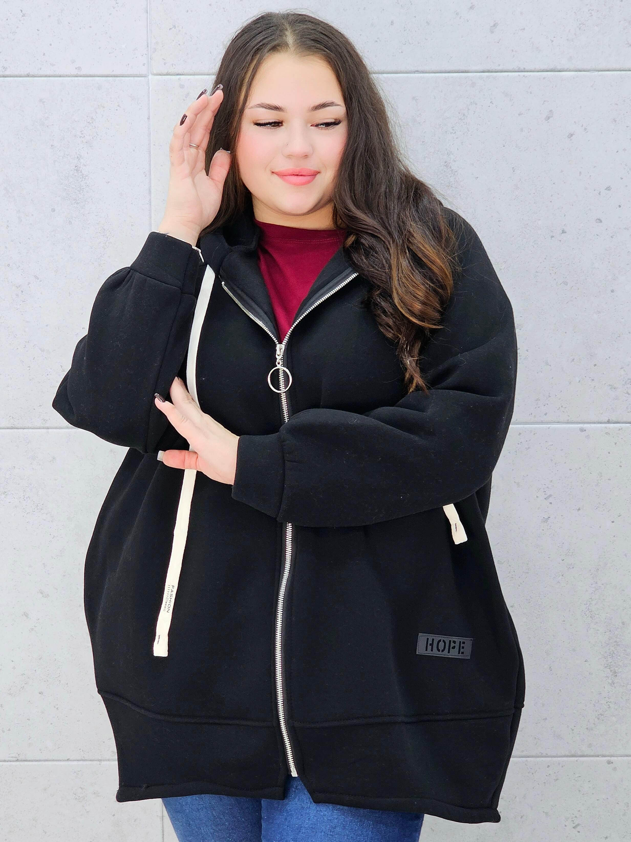 Bluza z kapturem na suwak plus size Stylowa XL