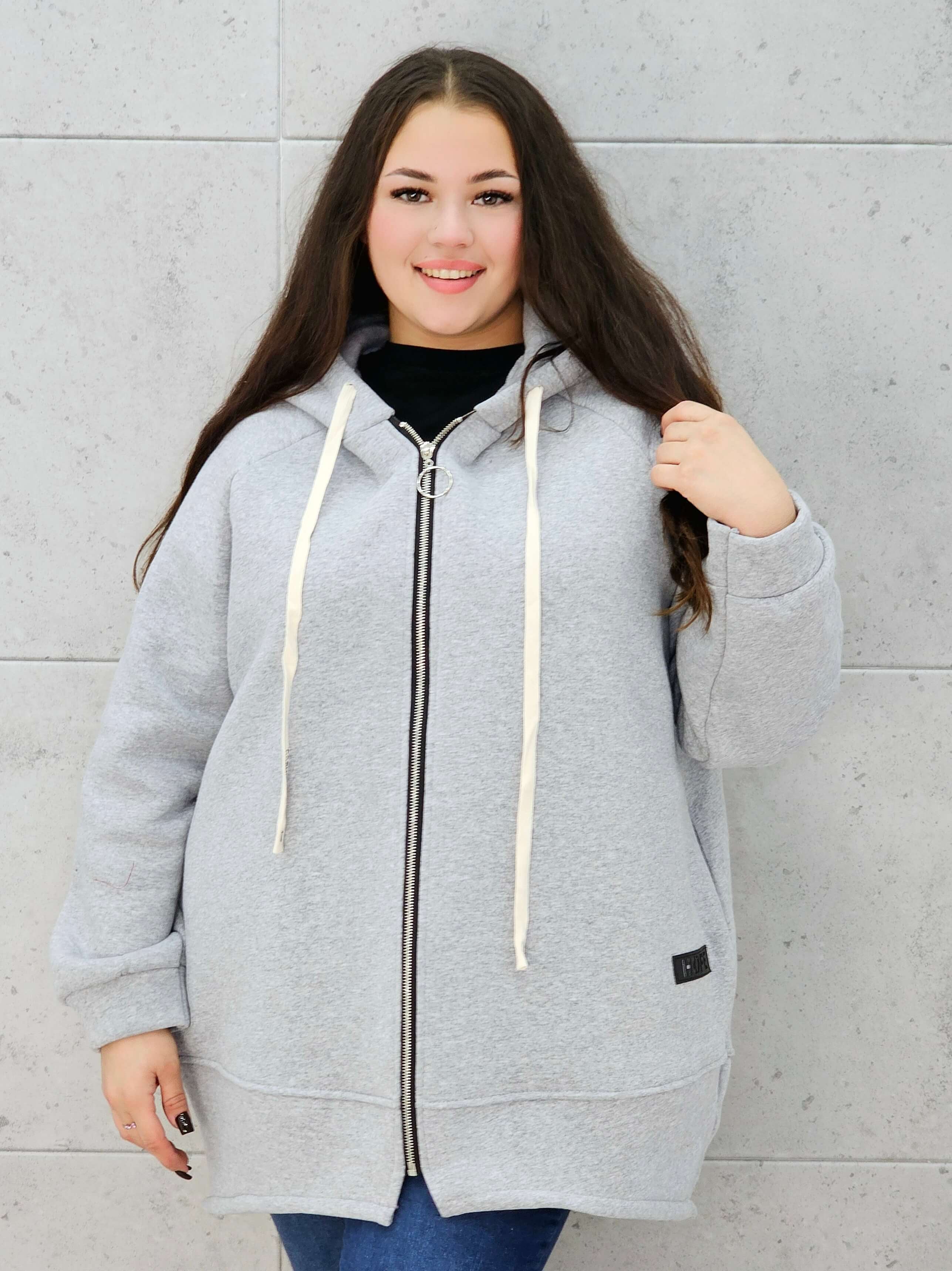 Bluza z kapturem na suwak plus size Stylowa XL