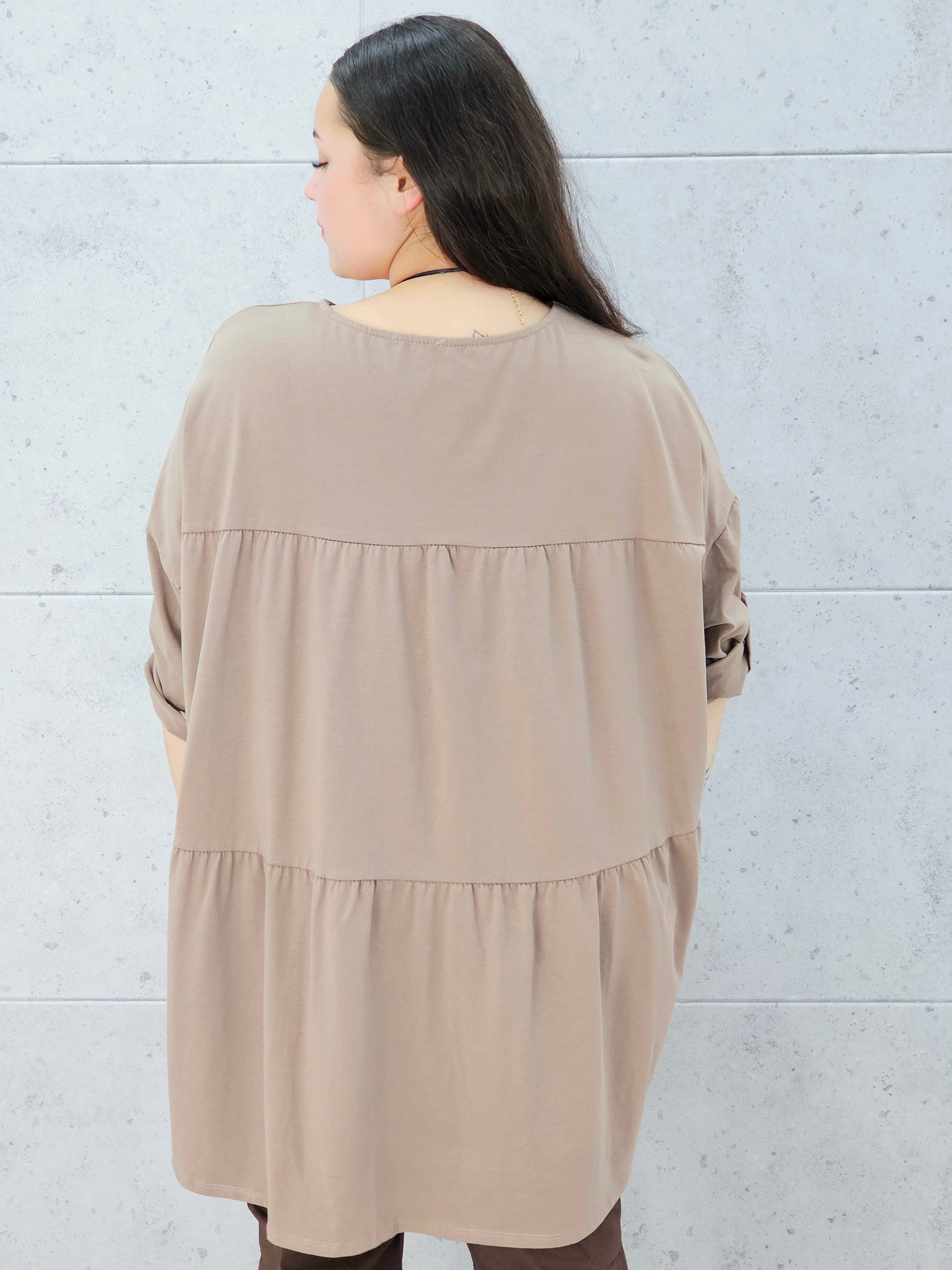 bluzka oversize beżowa plus size Stylowa XL –tył
