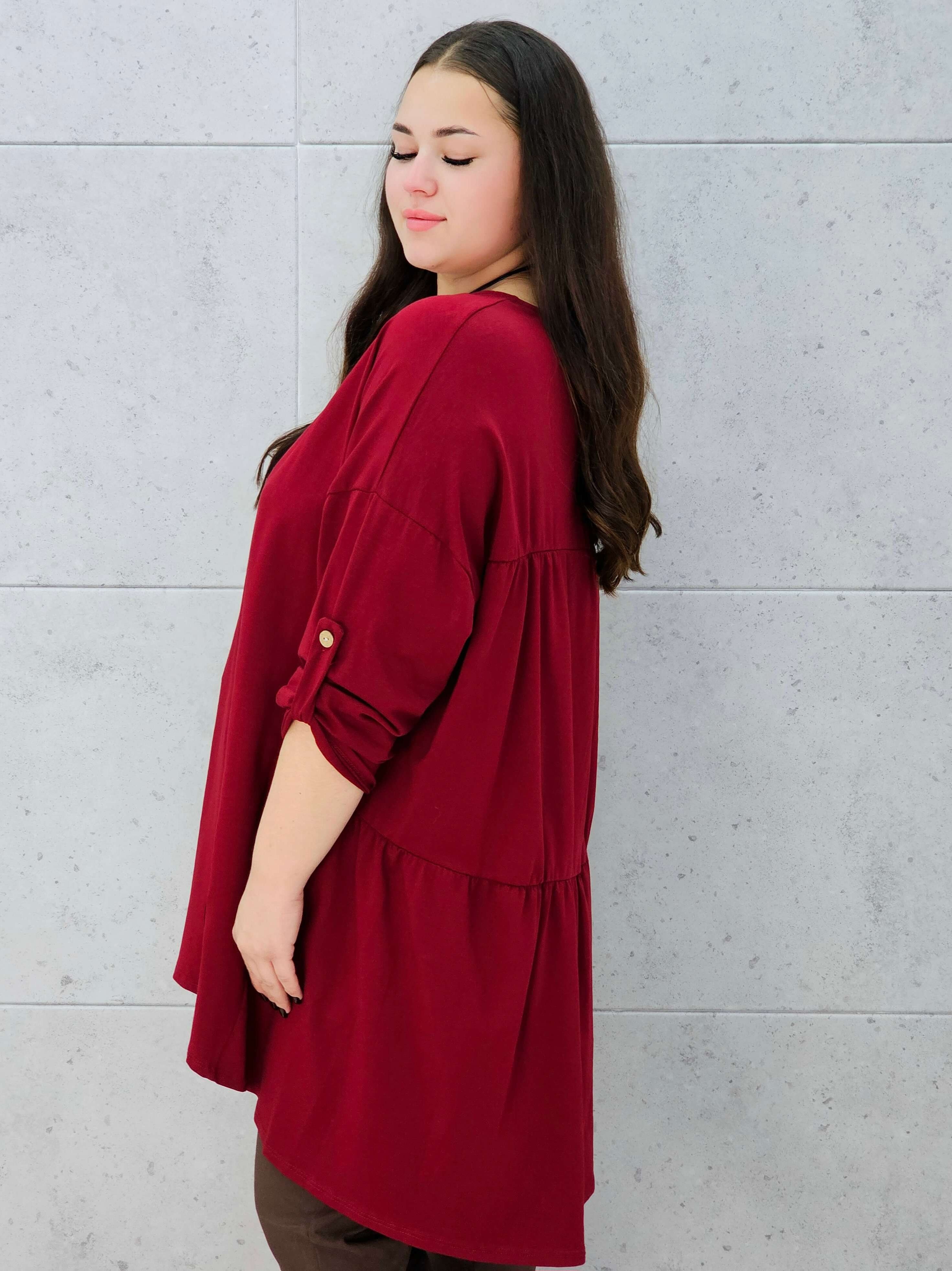 bluzka oversize bordowa plus size Stylowa XL –bok