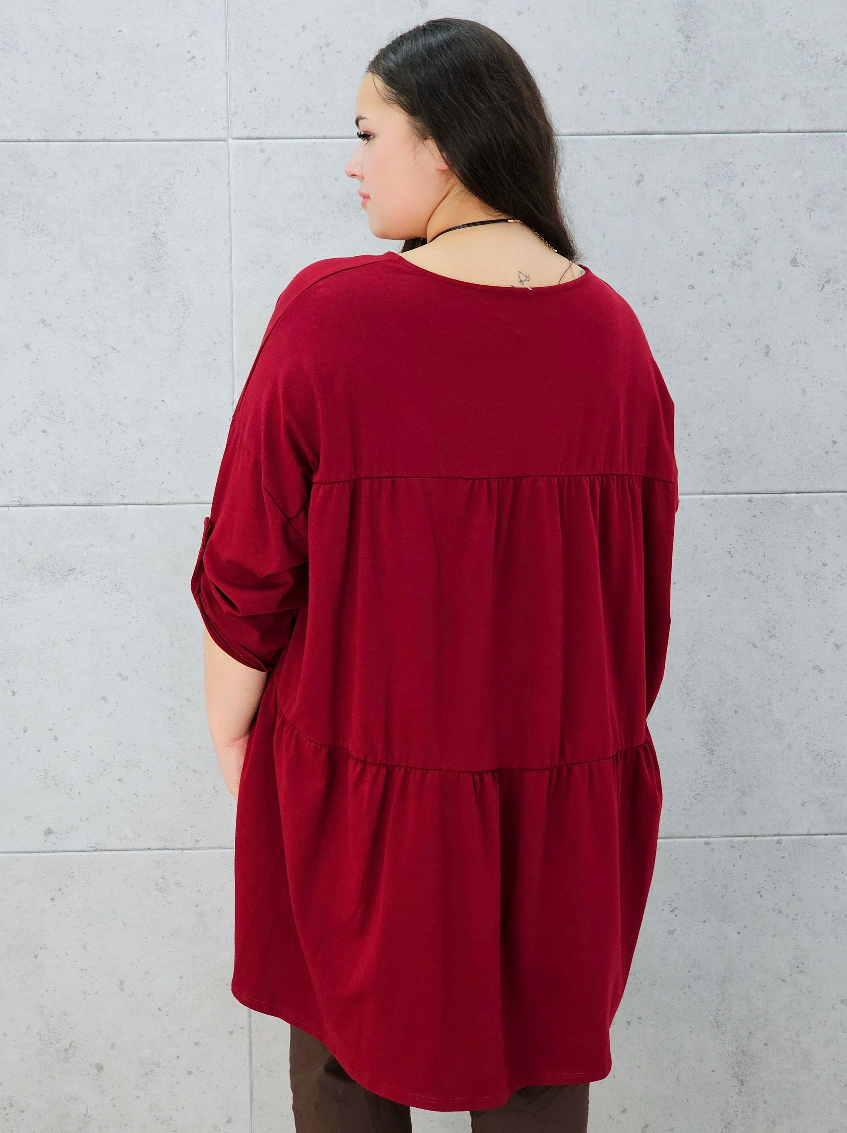 bluzka oversize bordowa plus size Stylowa XL – tył