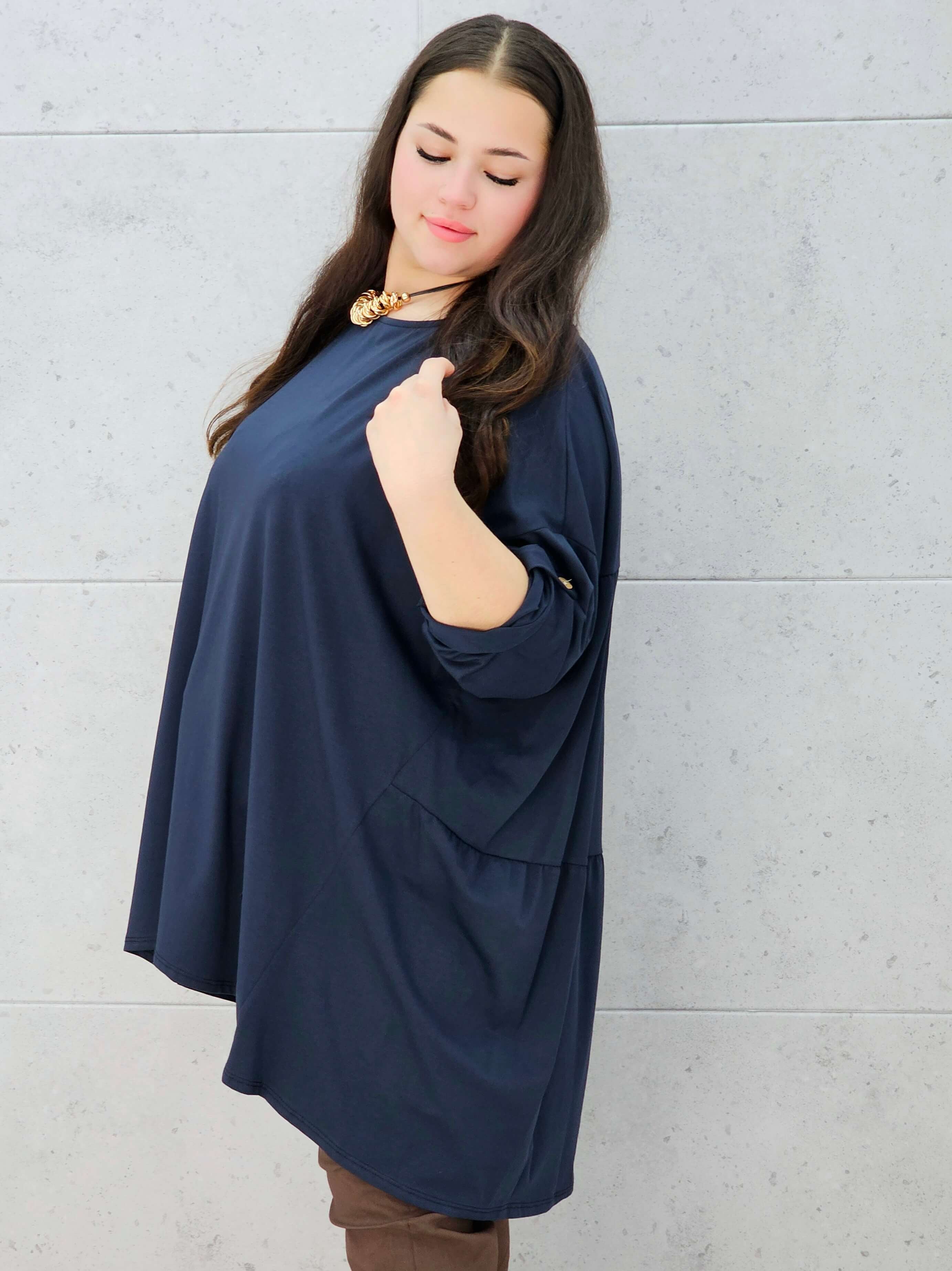 bluzka oversize granatowa plus size Stylowa XL – tył