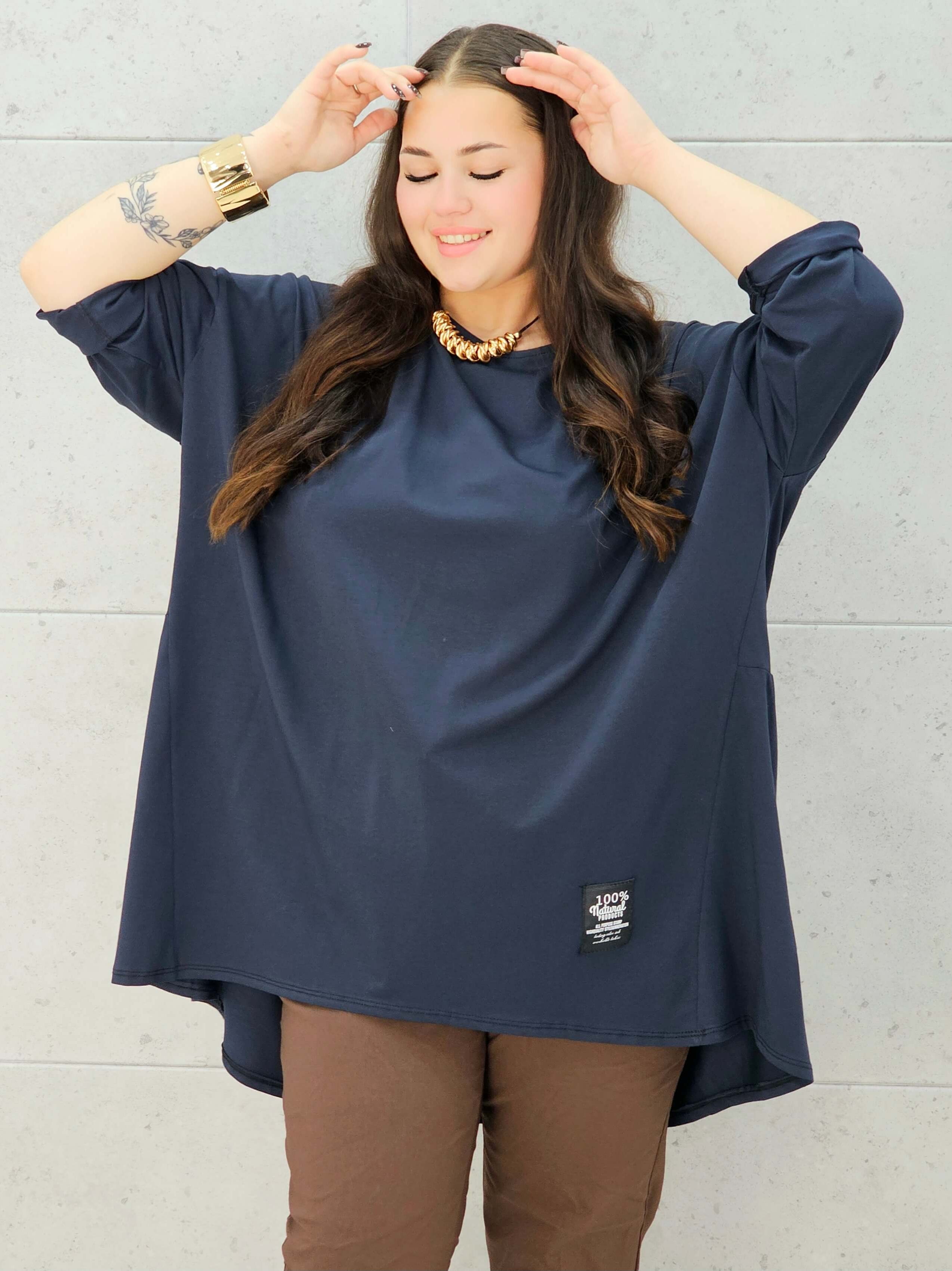 bluzka oversize granatowa plus size Stylowa XL – przód