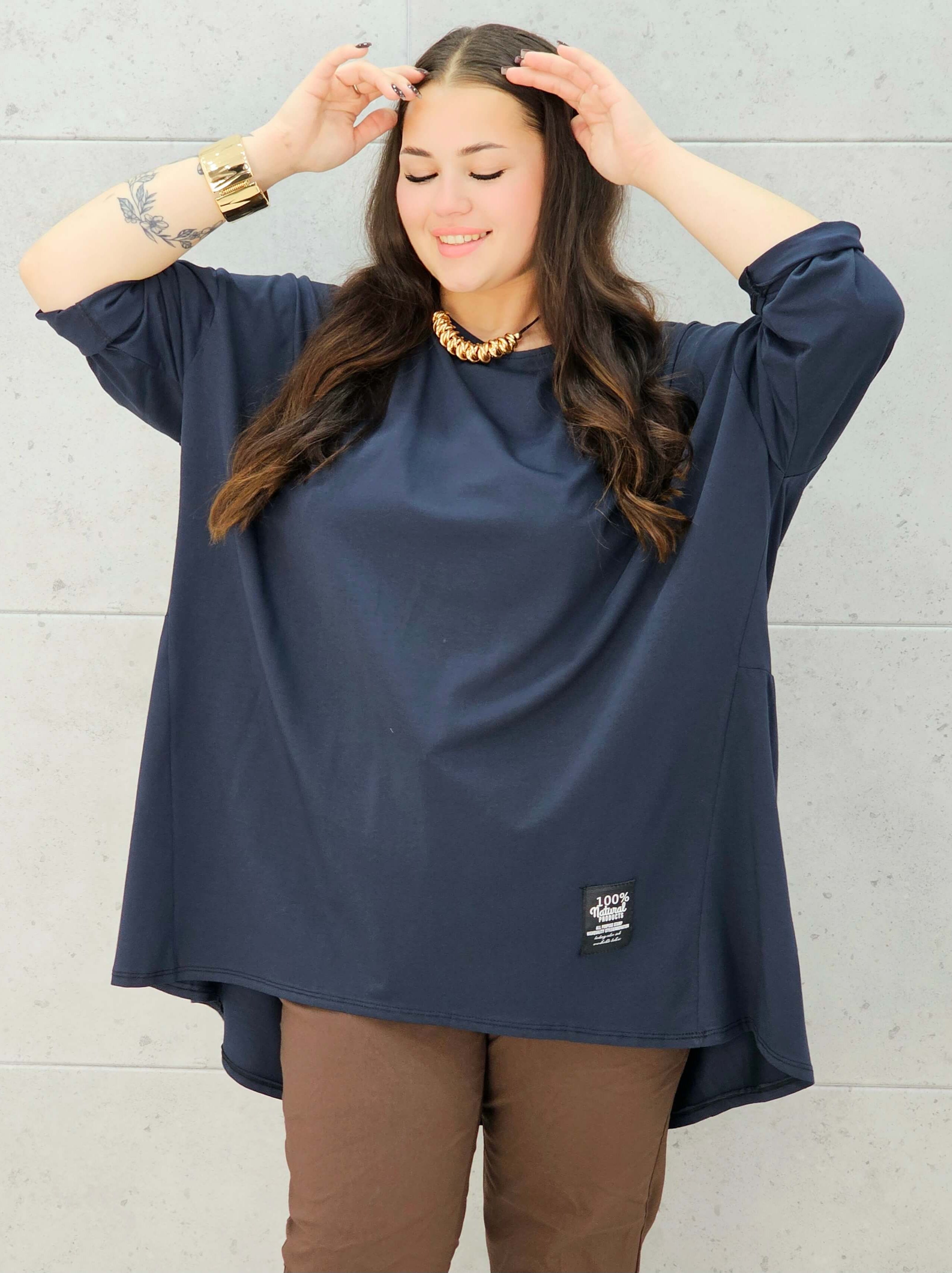 bluzka oversize granatowa plus size Stylowa XL – przód