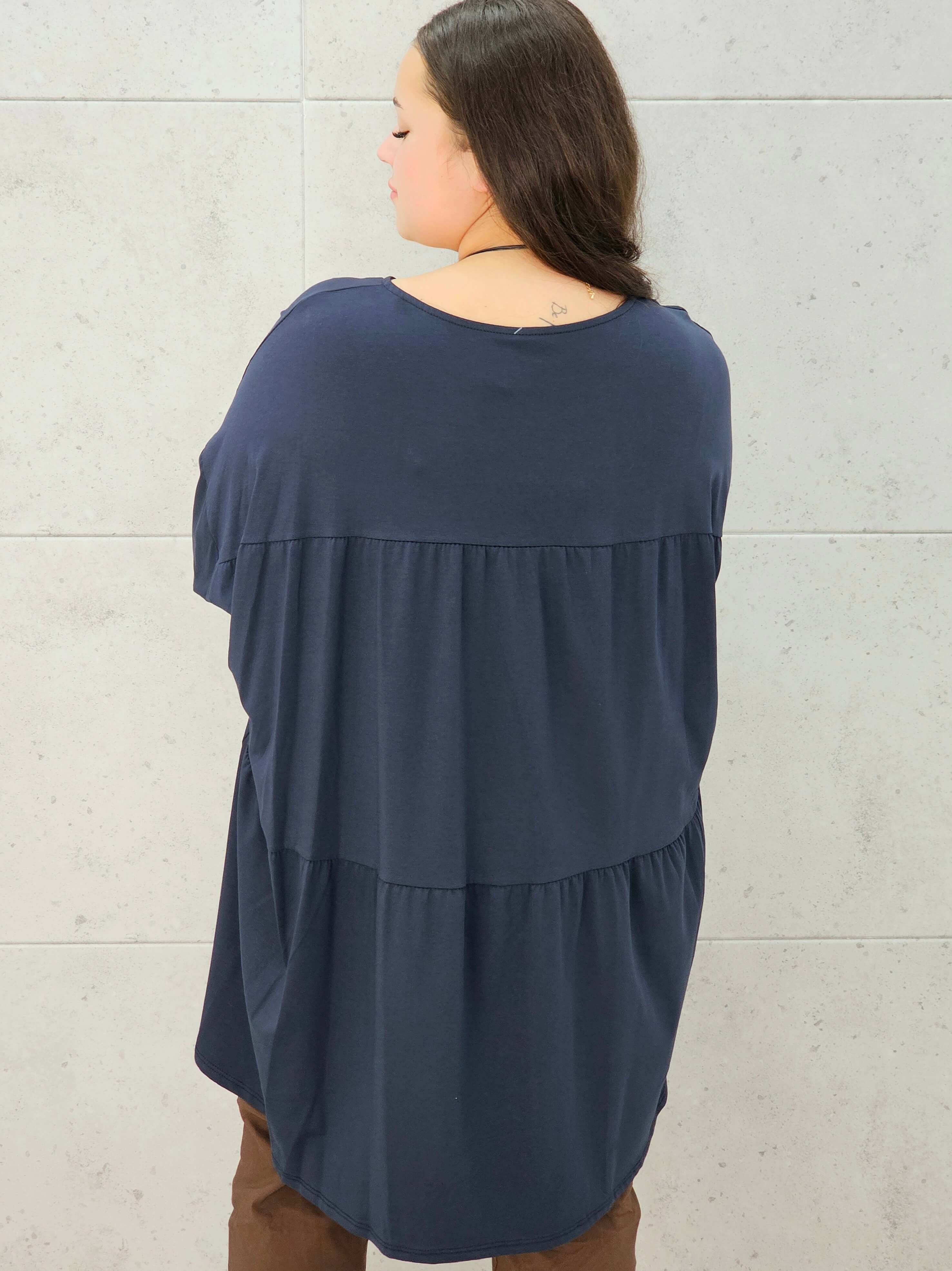 bluzka bawełniana granatowa plus size Stylowa XL