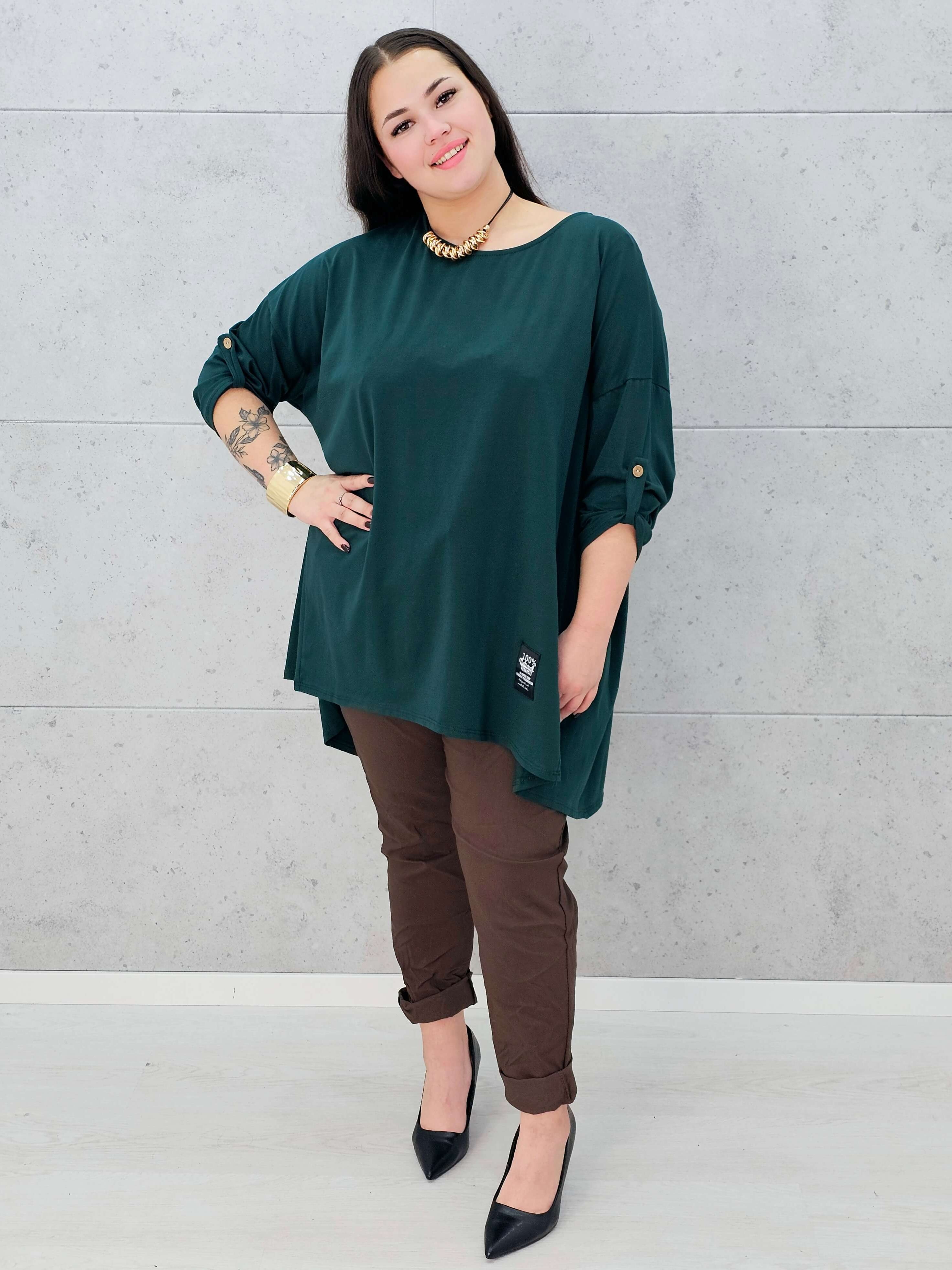 bluzka oversize zielona plus size Stylowa XL – w całości