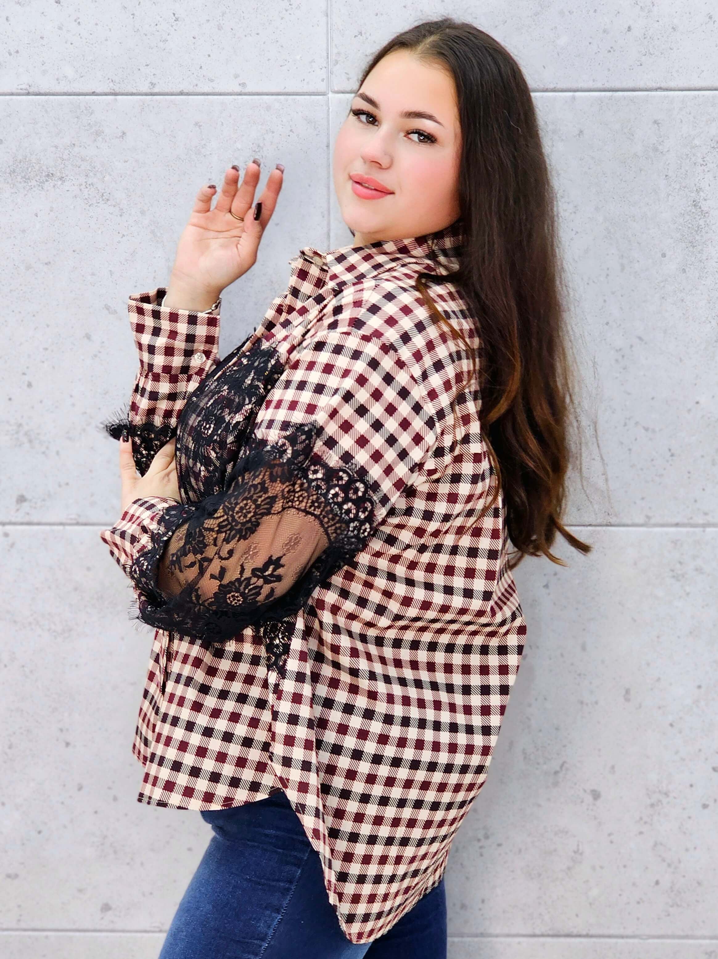 koszula w kratę XXL na święta i spotkania rodzinne bok