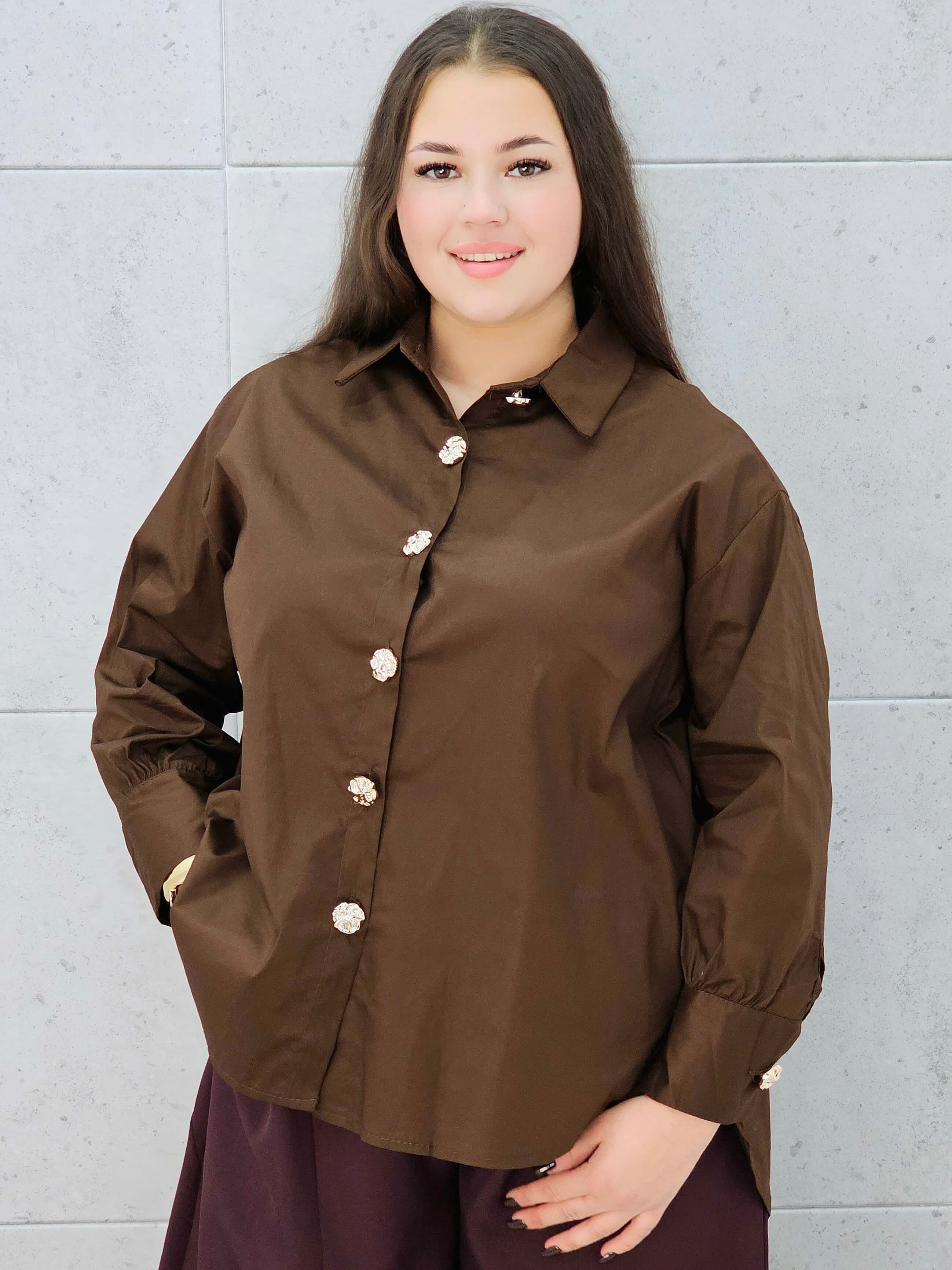 Koszula z ozdobnymi guzikami plus size Stylowa XL