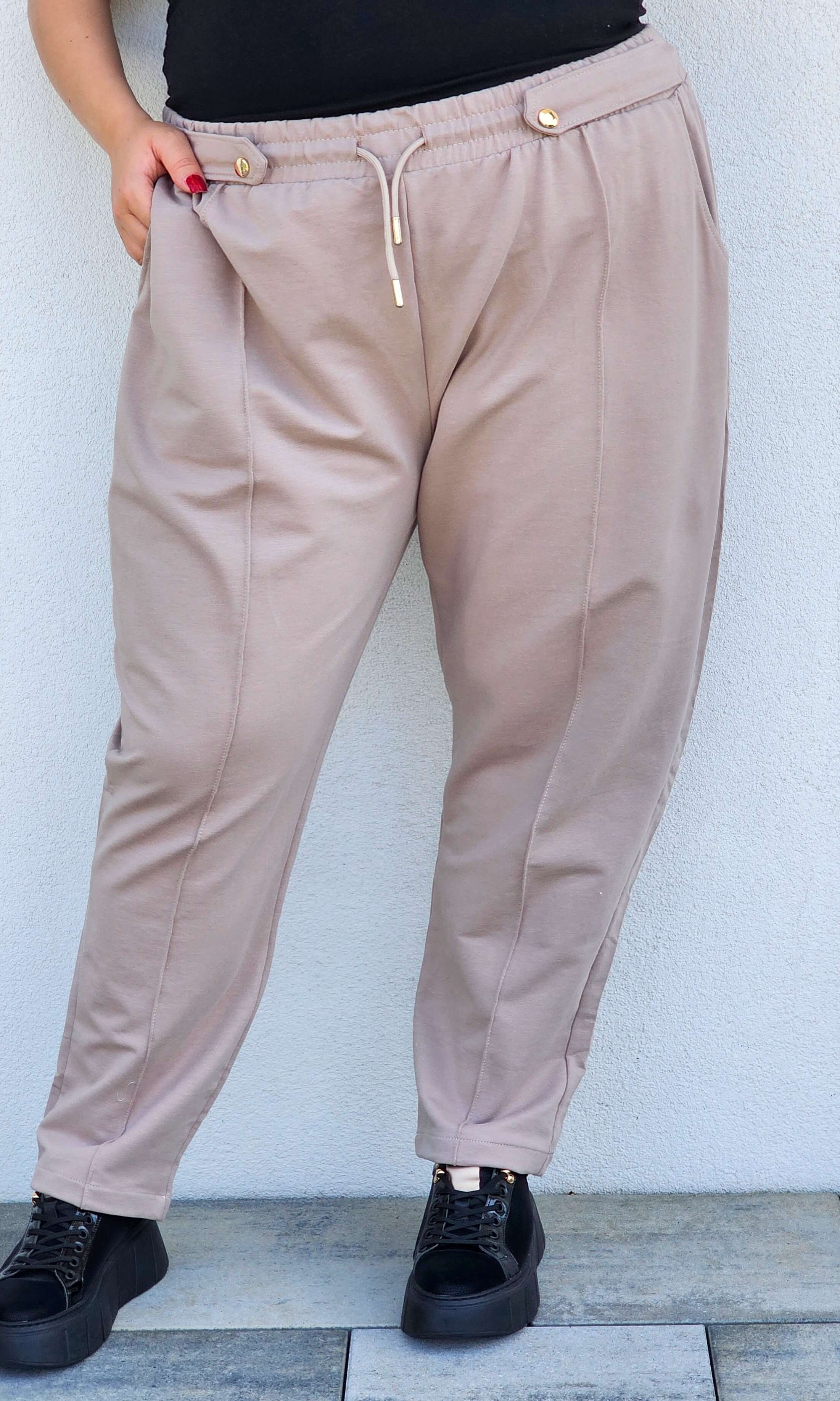 Eleganckie spodnie z ozdobnym guzikiem Stylowa XL