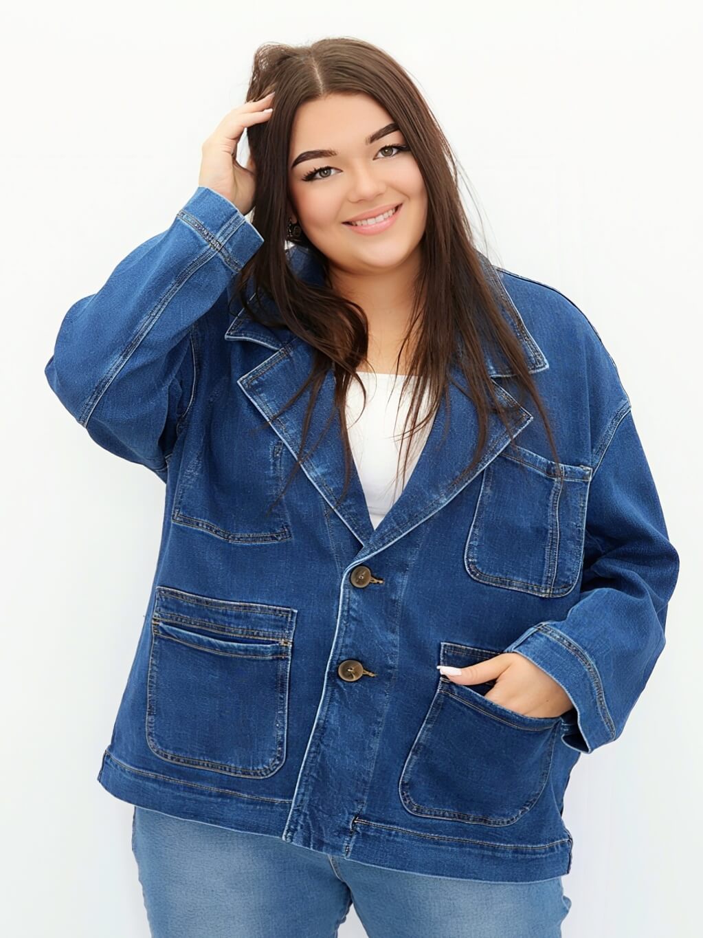 Jeansowa marynarka oversize Stylowa XL
