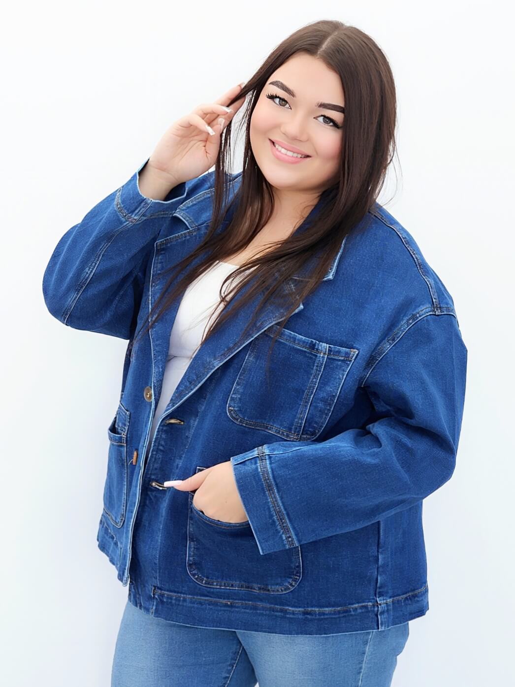 Jeansowa marynarka oversize Stylowa XL