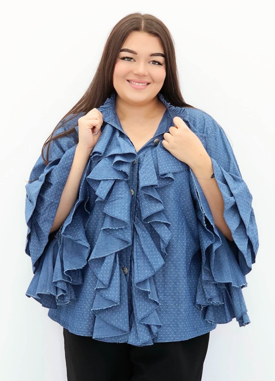 Koszula z efektownymi falbanami Stylowa XL