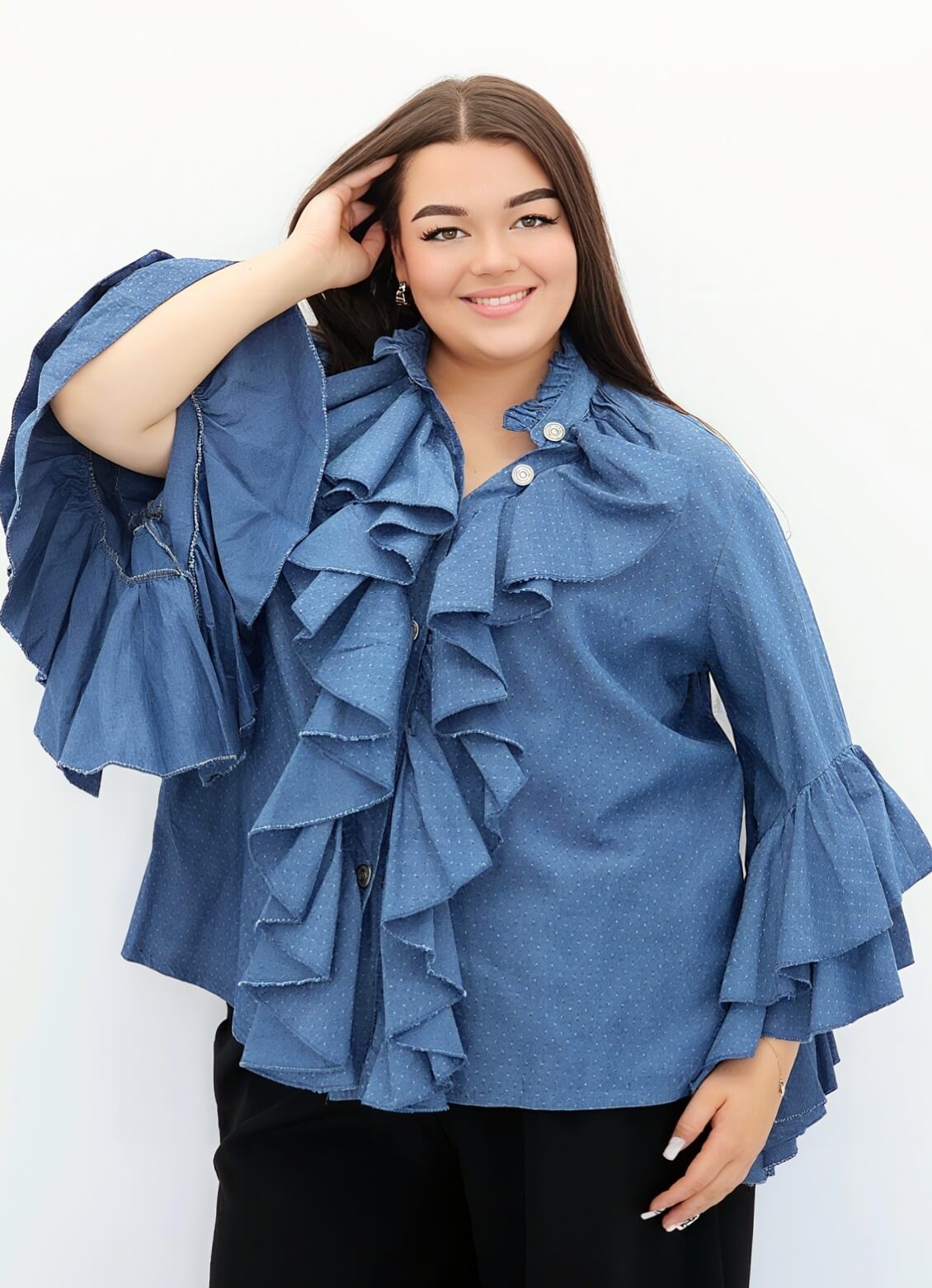 Koszula z efektownymi falbanami Stylowa XL