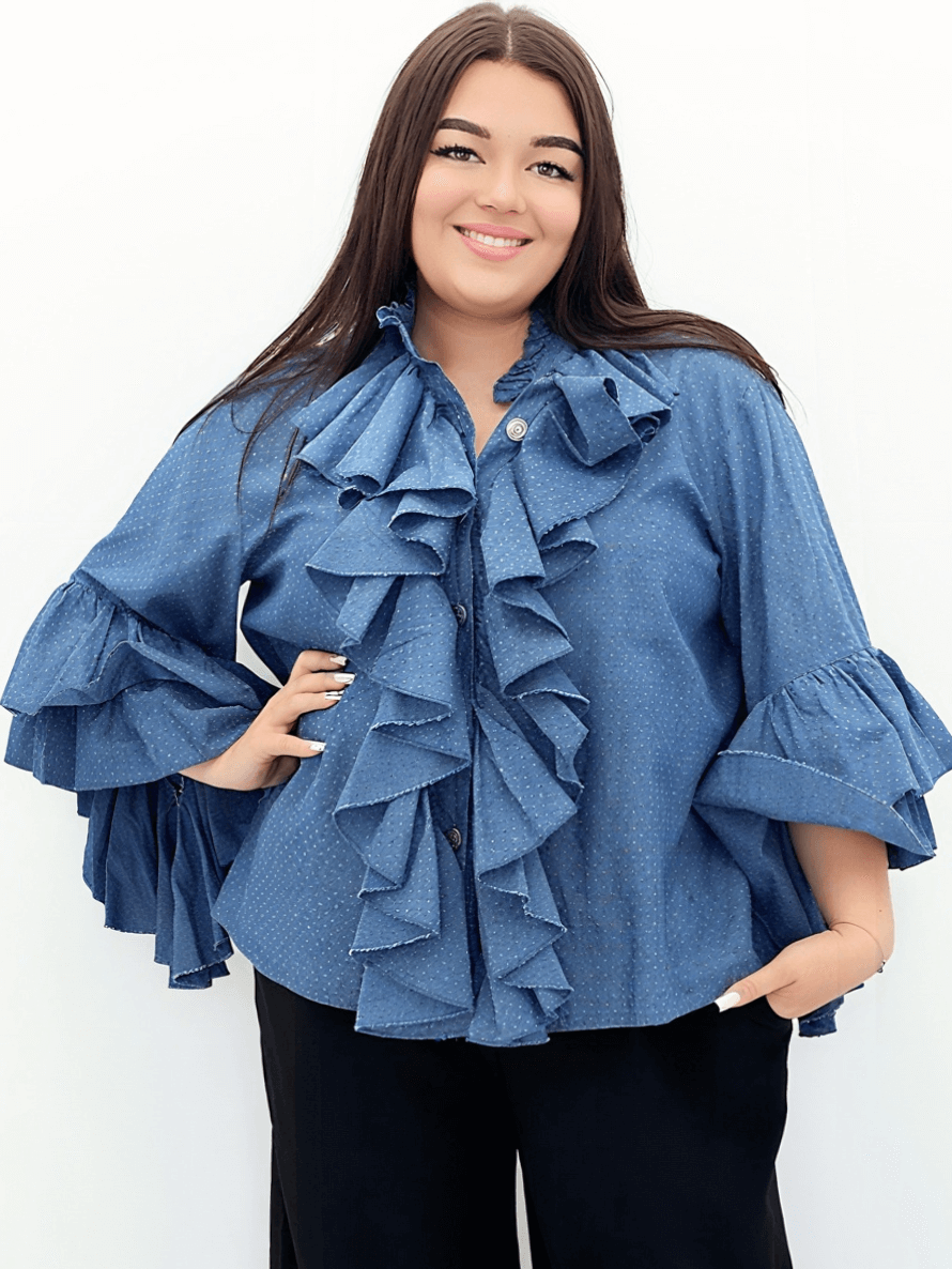 Koszula z efektownymi falbanami Stylowa XL