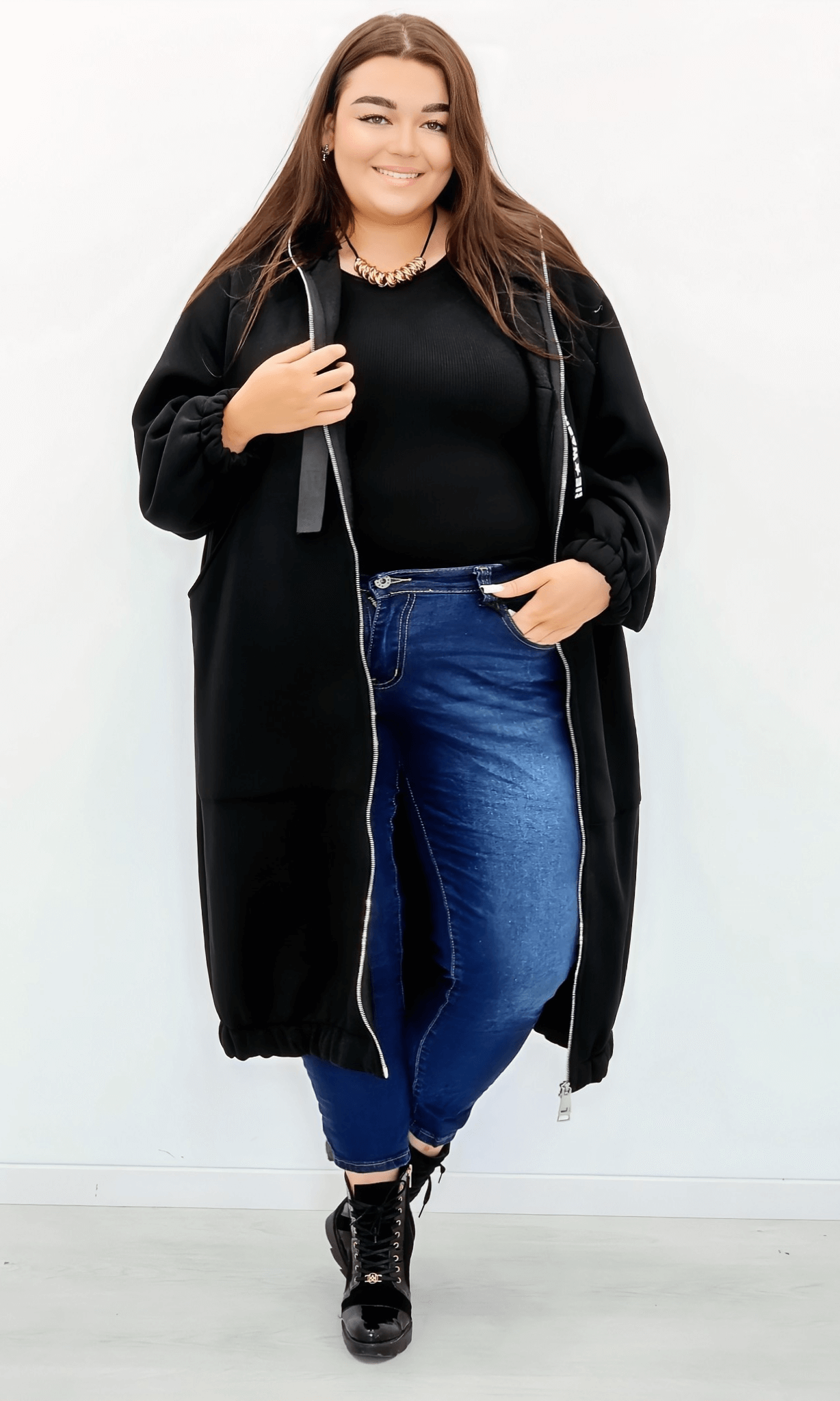 Długa bluza z kapturem Stylowa XL