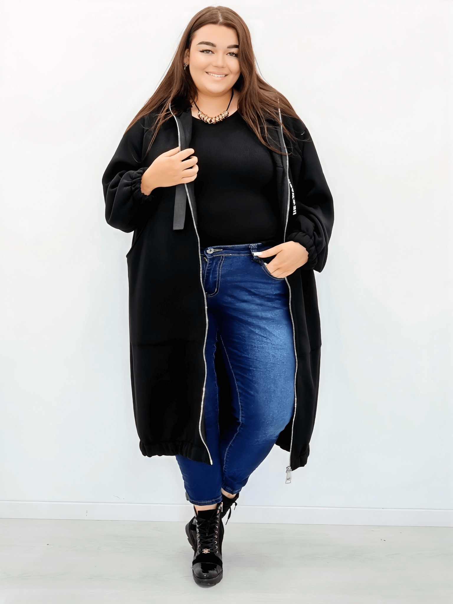 Długa bluza z kapturem Stylowa XL