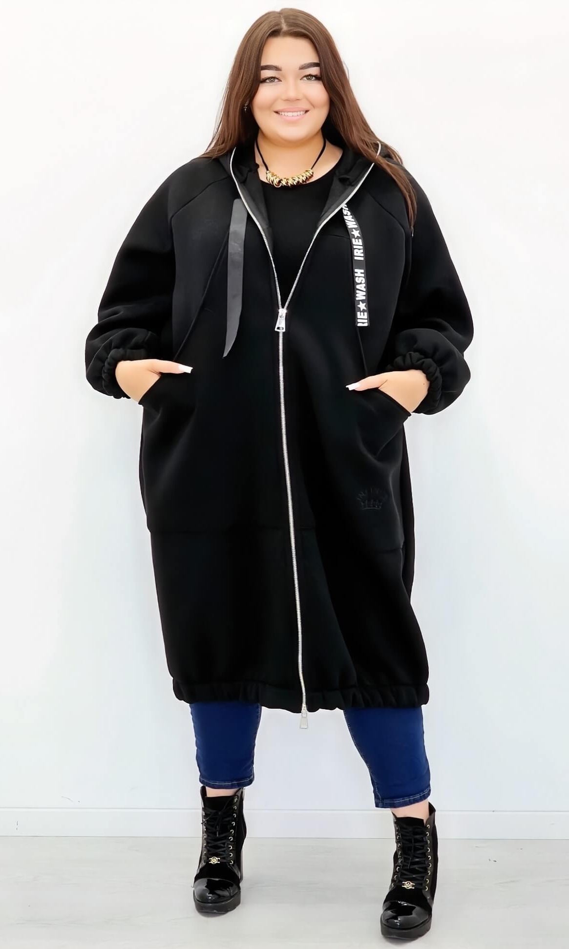 Długa bluza z kapturem Stylowa XL