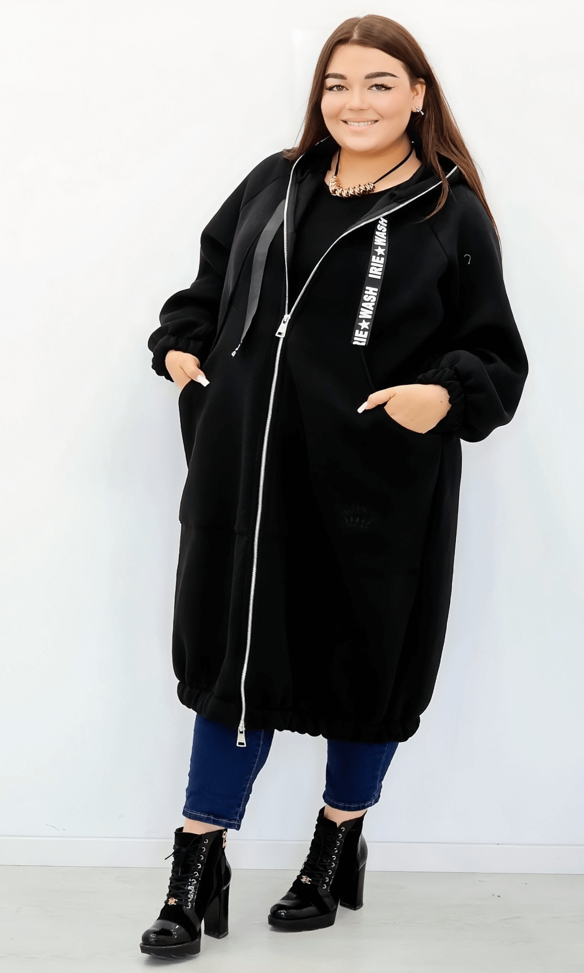 Długa bluza z kapturem Stylowa XL