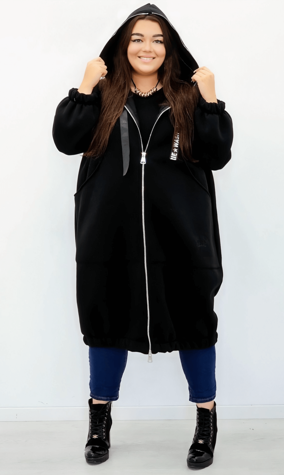 Długa bluza z kapturem Stylowa XL