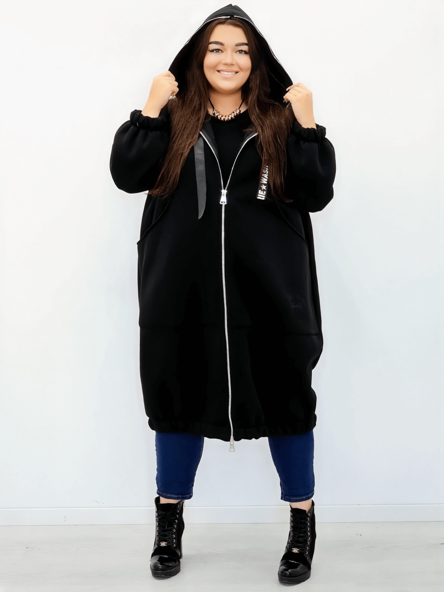 Długa bluza z kapturem Stylowa XL