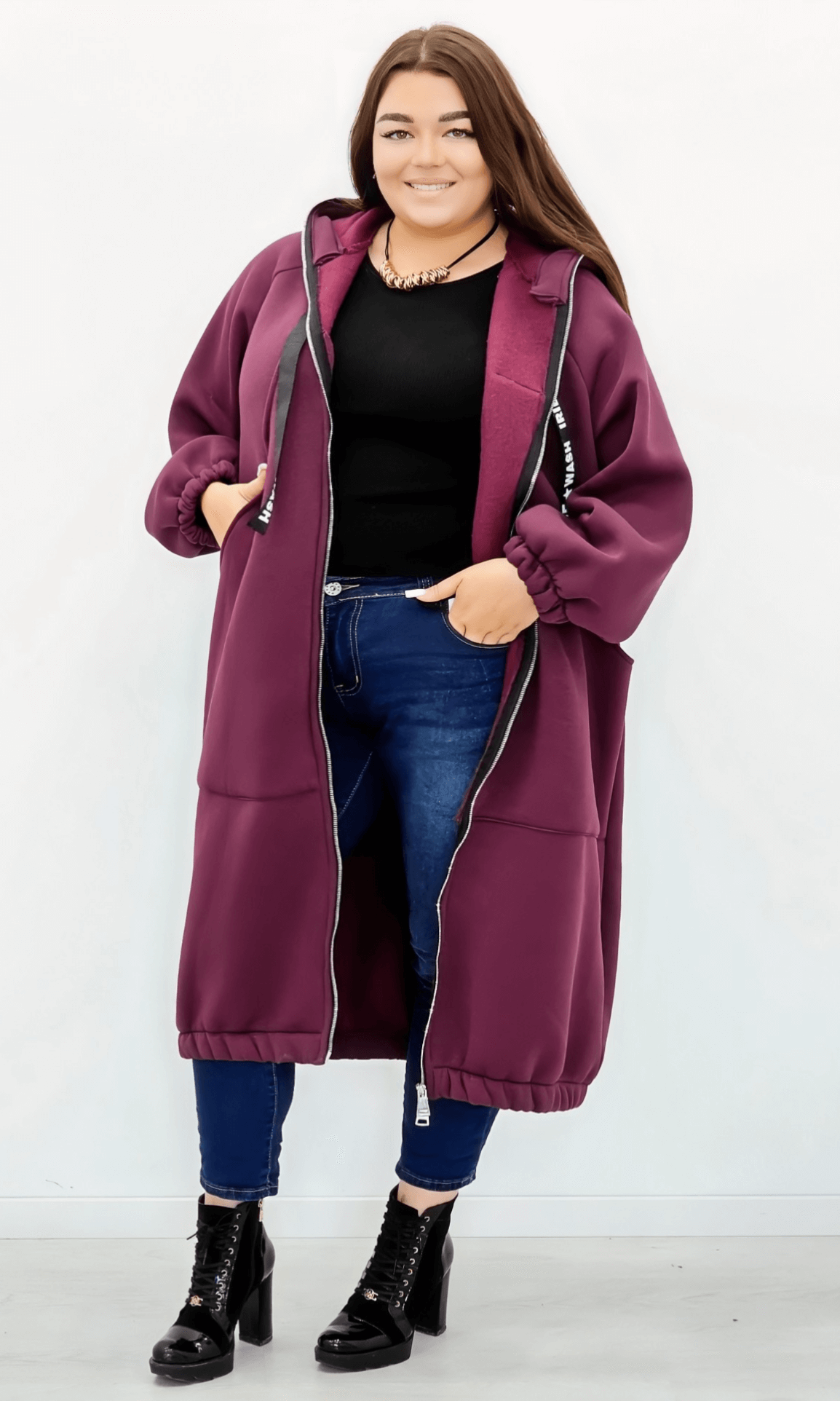 Długa bluza z kapturem Stylowa XL