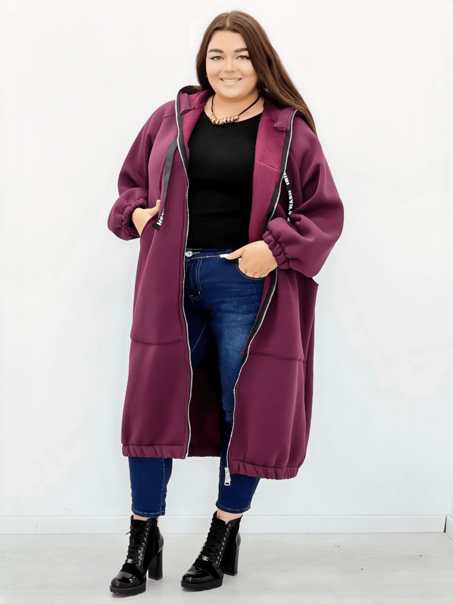 Długa bluza z kapturem Stylowa XL