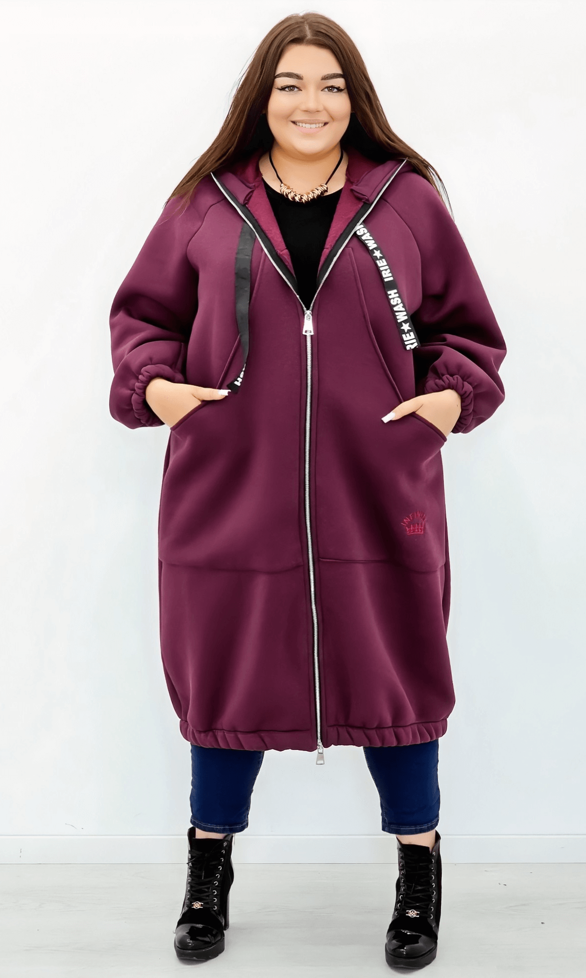 Długa bluza z kapturem Stylowa XL