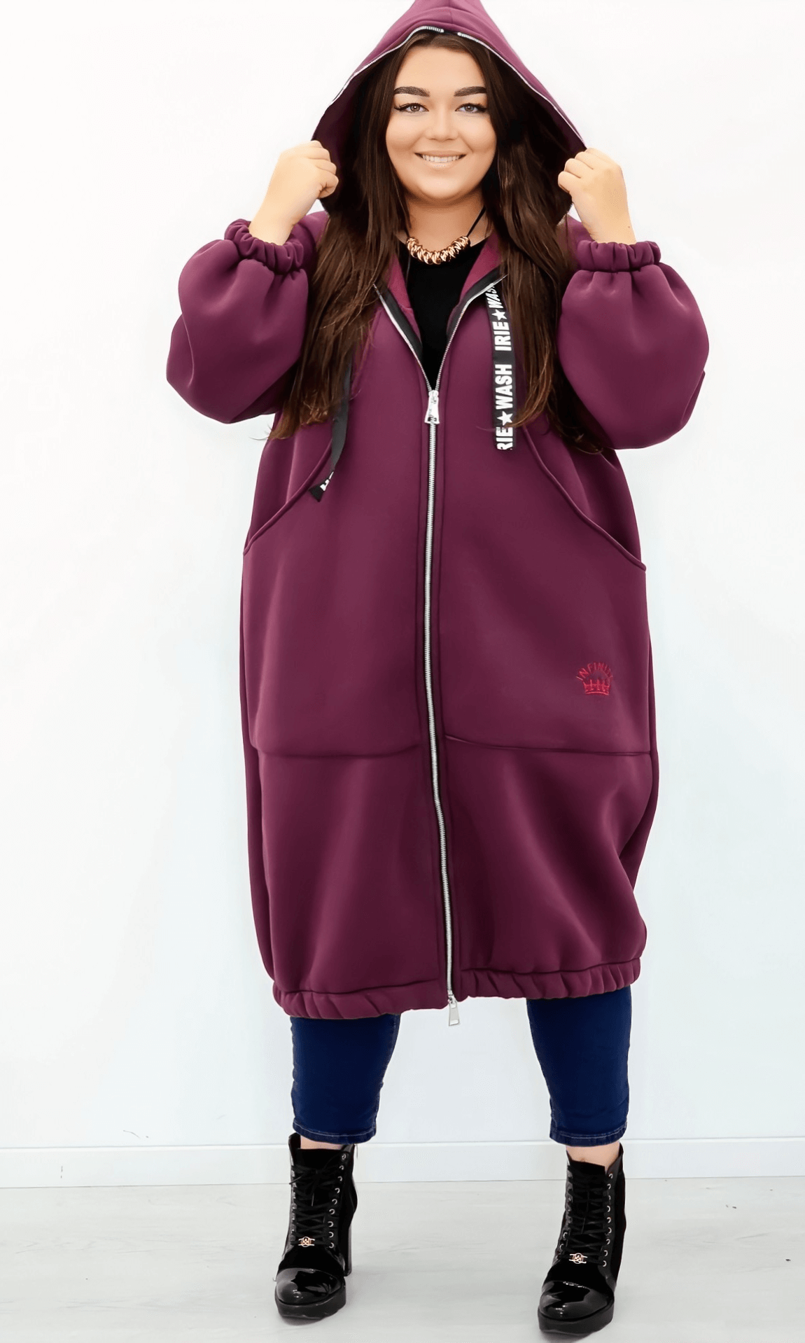 Długa bluza z kapturem Stylowa XL