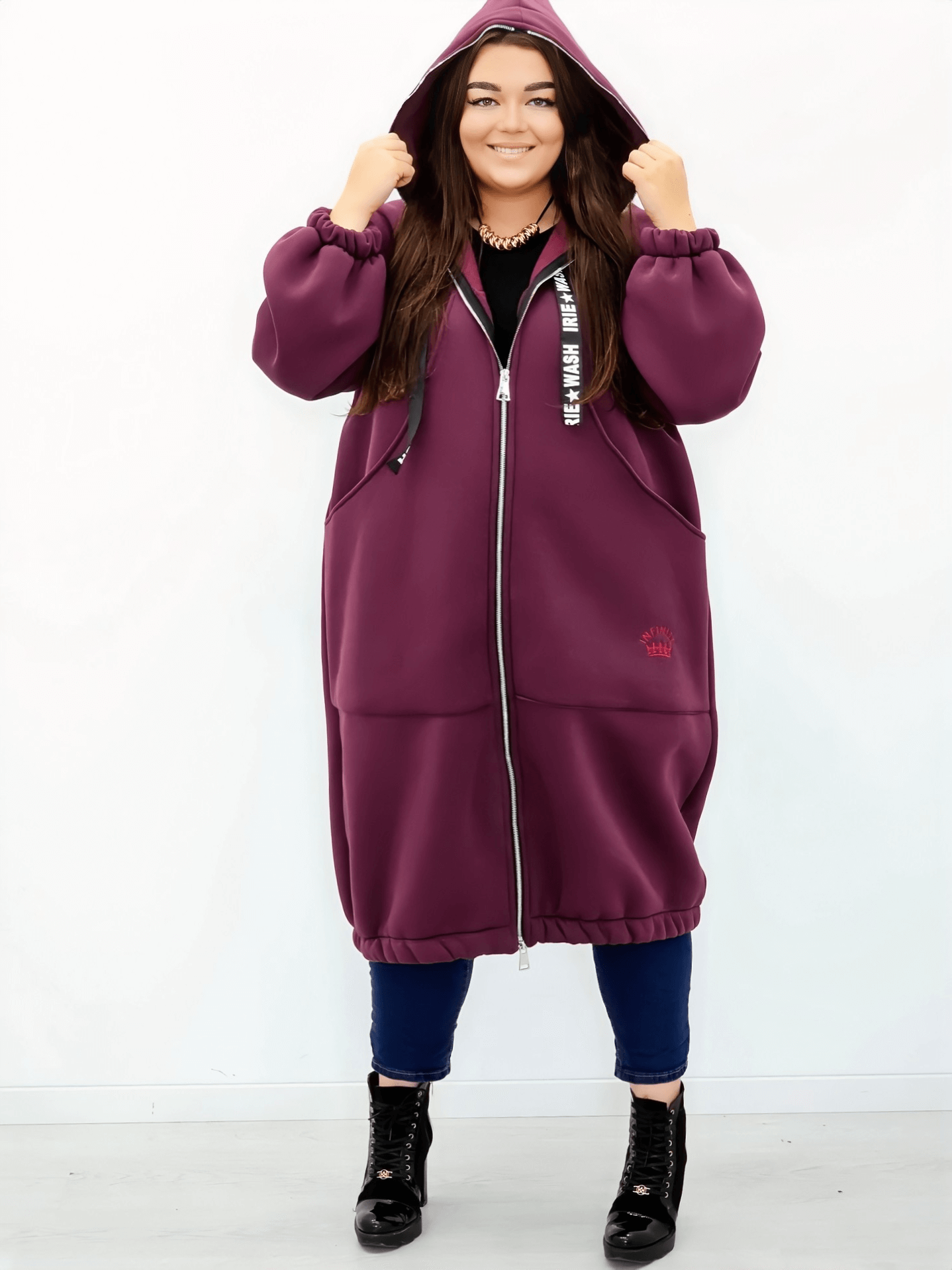 Długa bluza z kapturem Stylowa XL