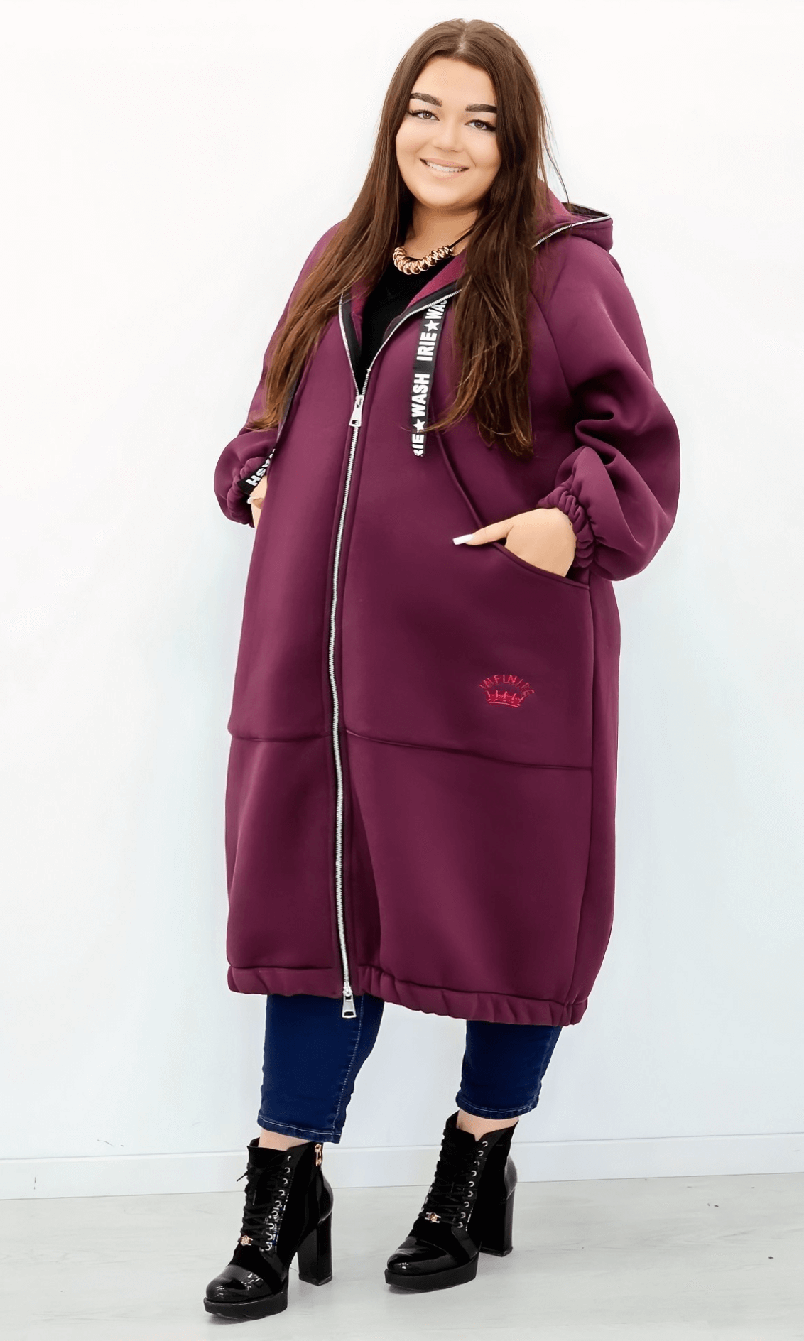 Długa bluza z kapturem Stylowa XL