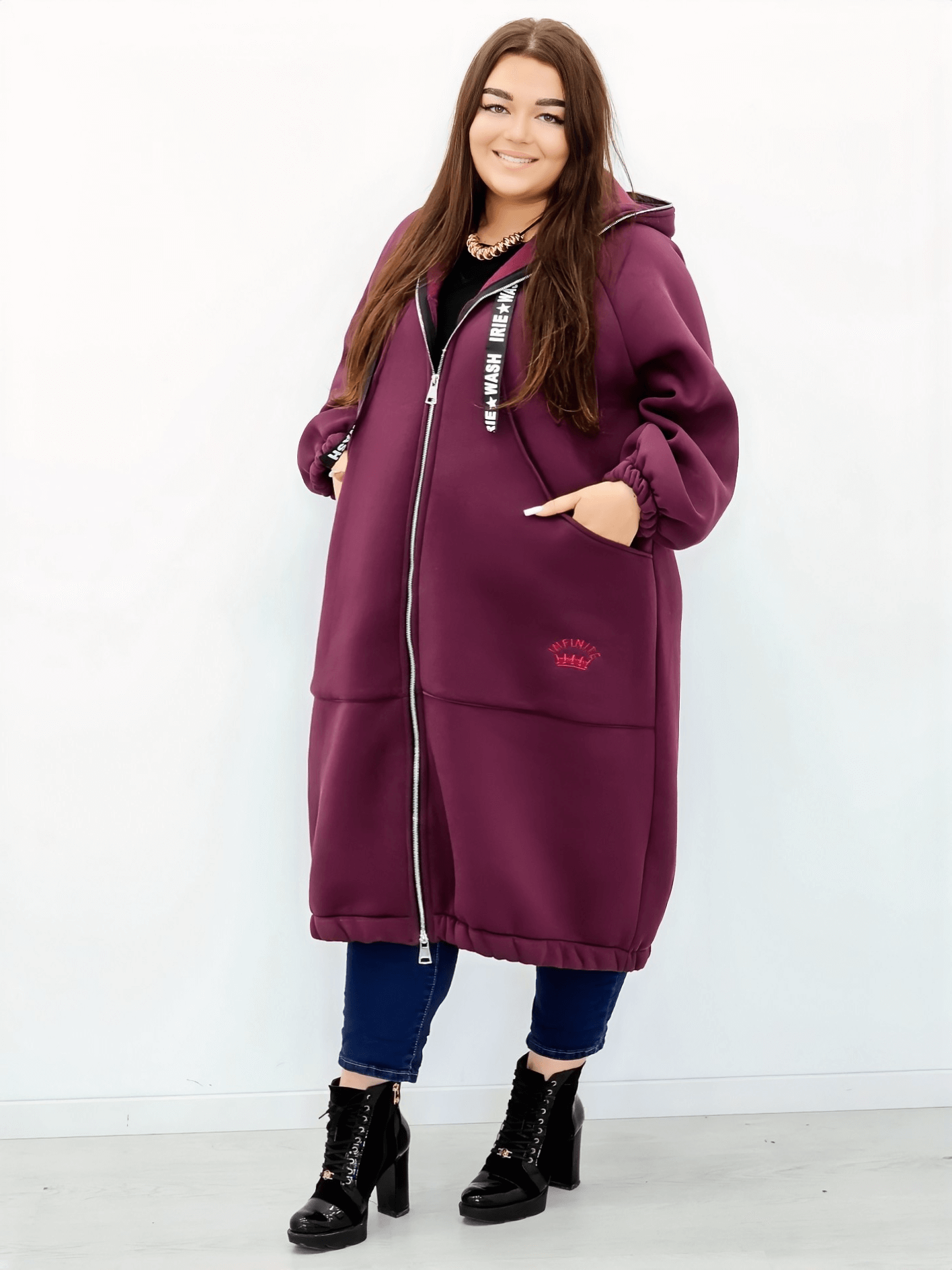 Długa bluza z kapturem Stylowa XL