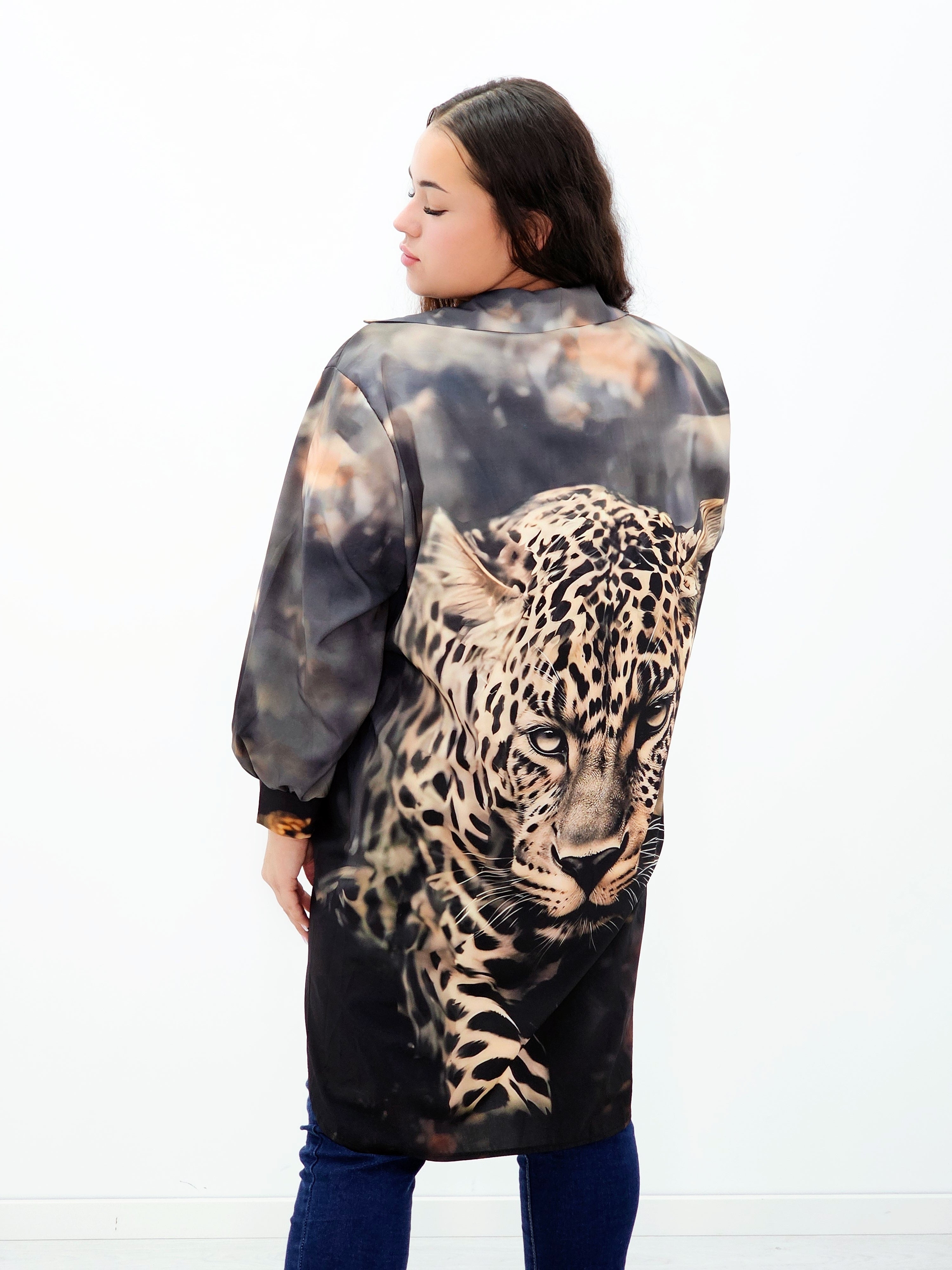 Bluzka szyfonowa oversize – modna bluzka z printem dla kobiet plus size Stylowa XL