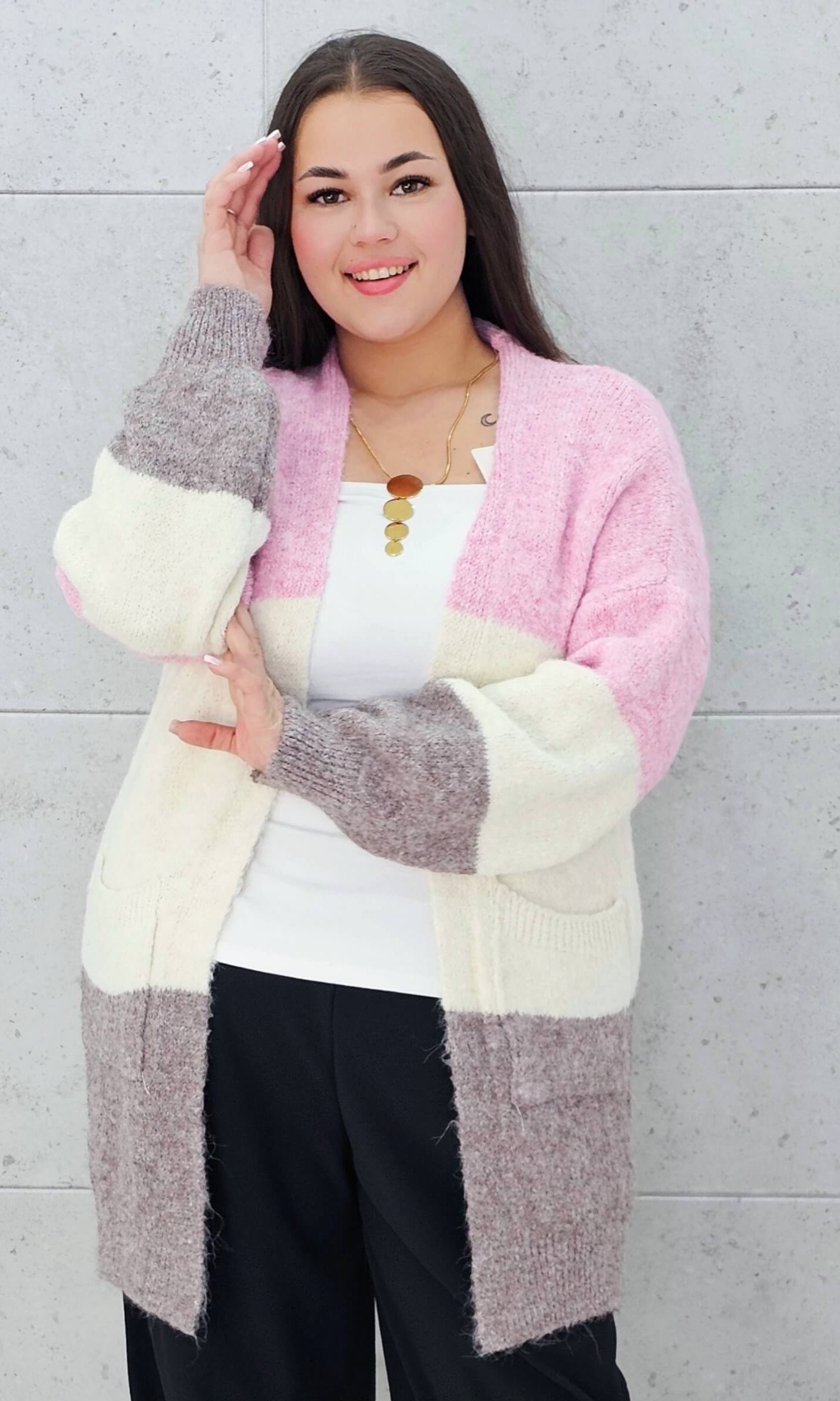 Kardigan w paski oversize Stylowa XL