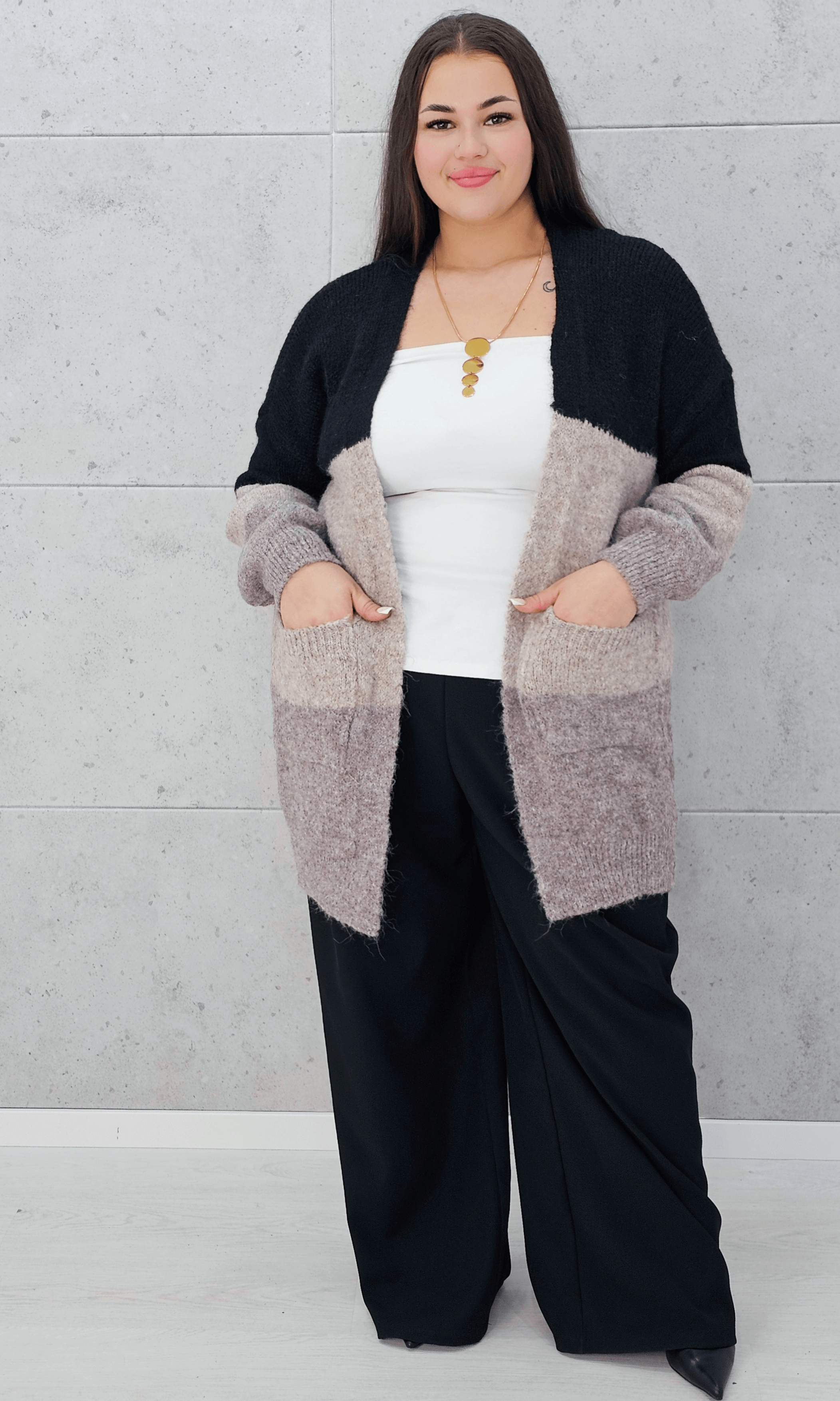 Kardigan w paski oversize Stylowa XL