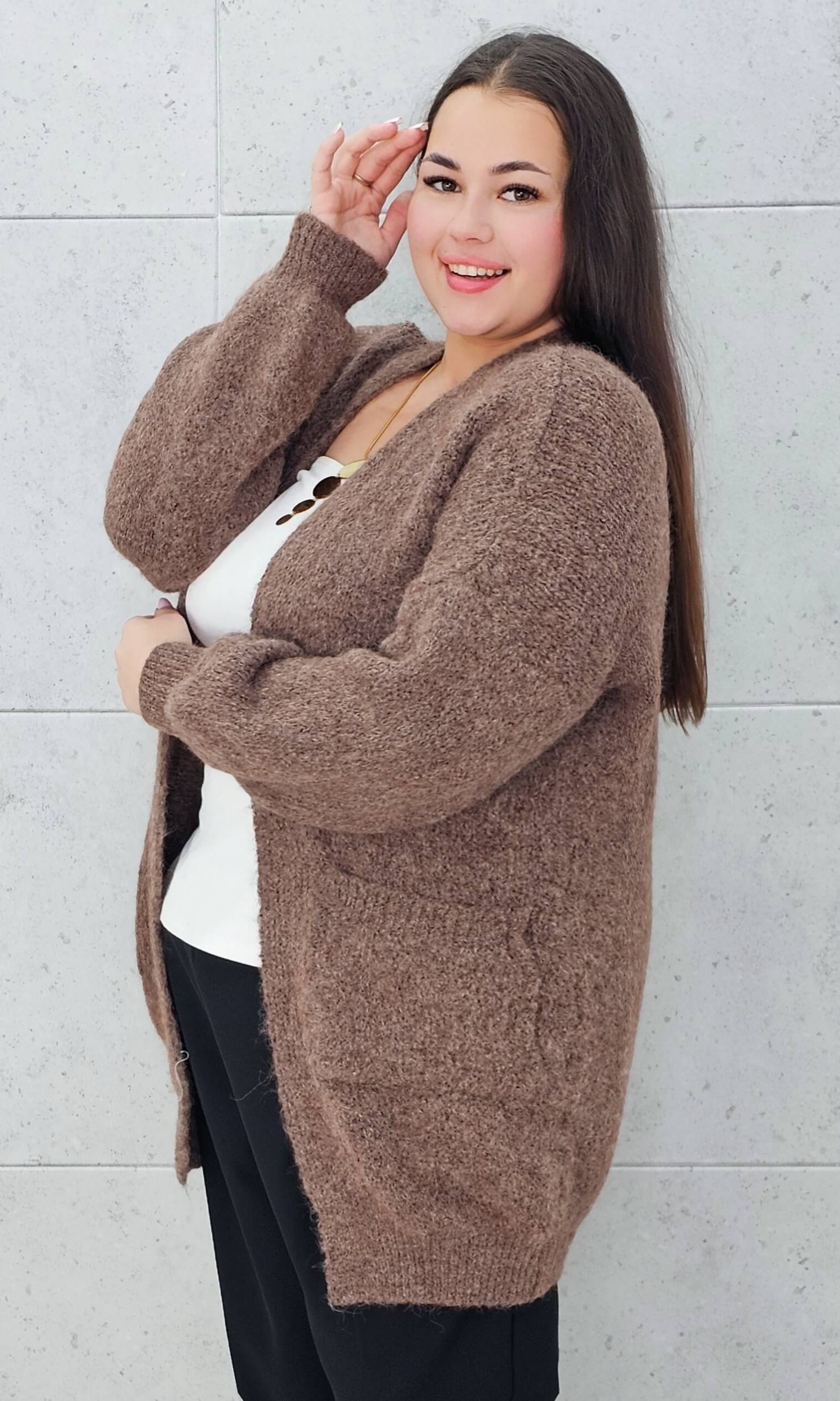 Kardigan oversize z kieszeniami Stylowa XL